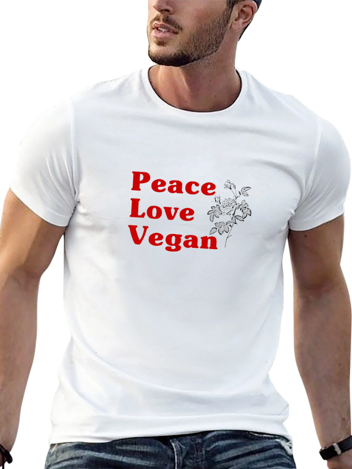 Peace Love Vegan Black T-Shirt