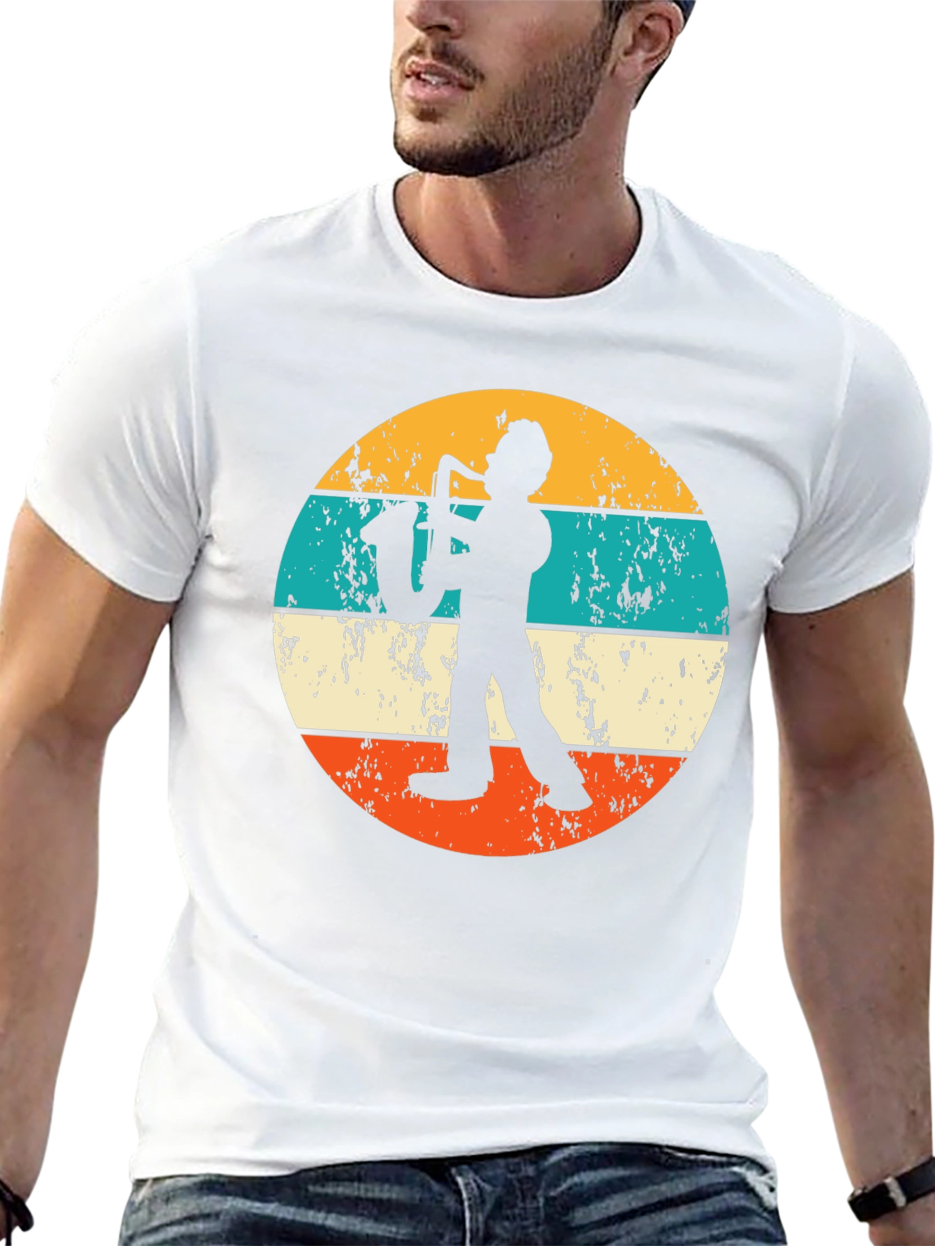 Saxophone Player Retro Style Graphic T-Shirt
