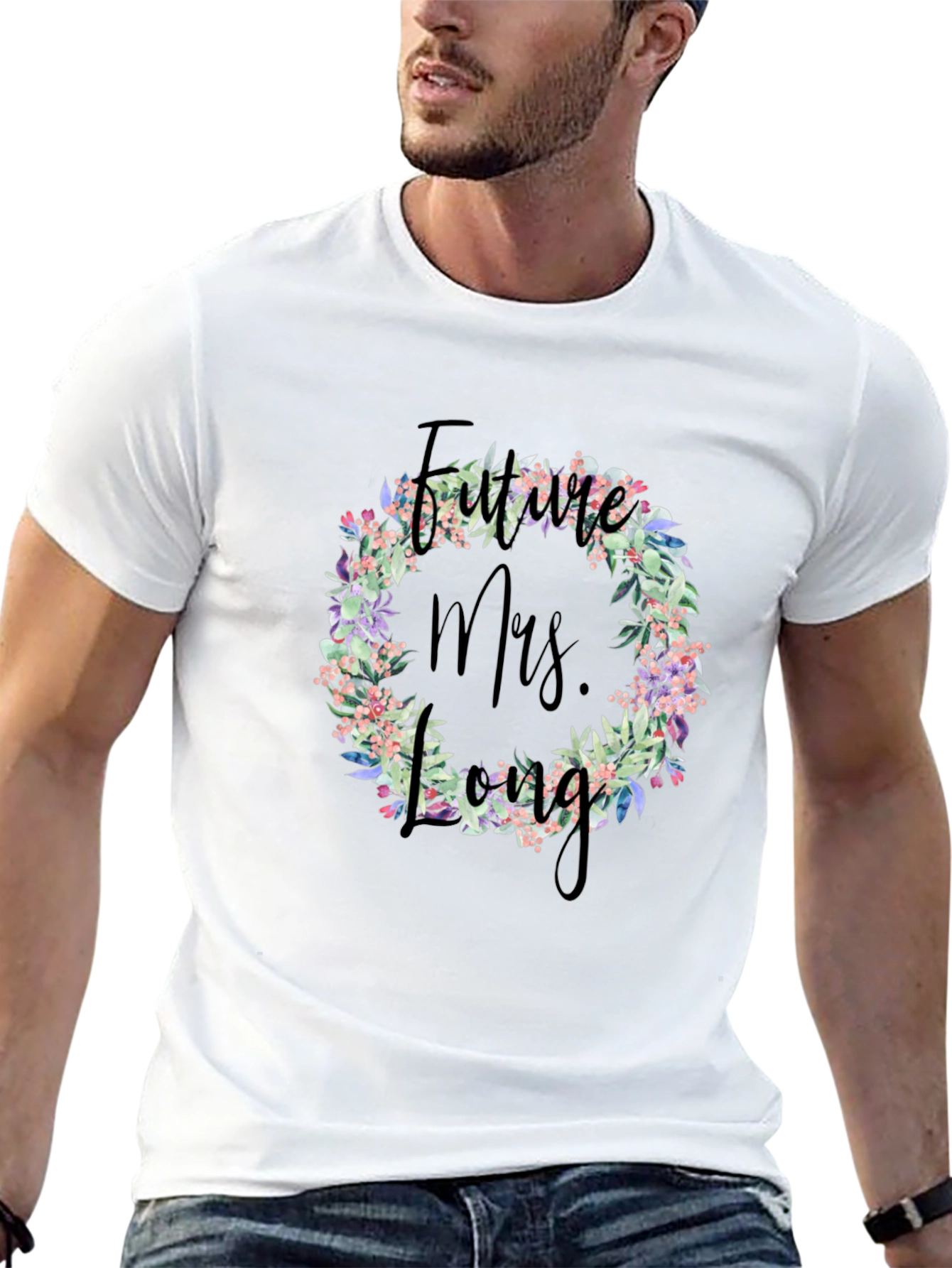 Future Mrs. Long Floral Wreath T-Shirt