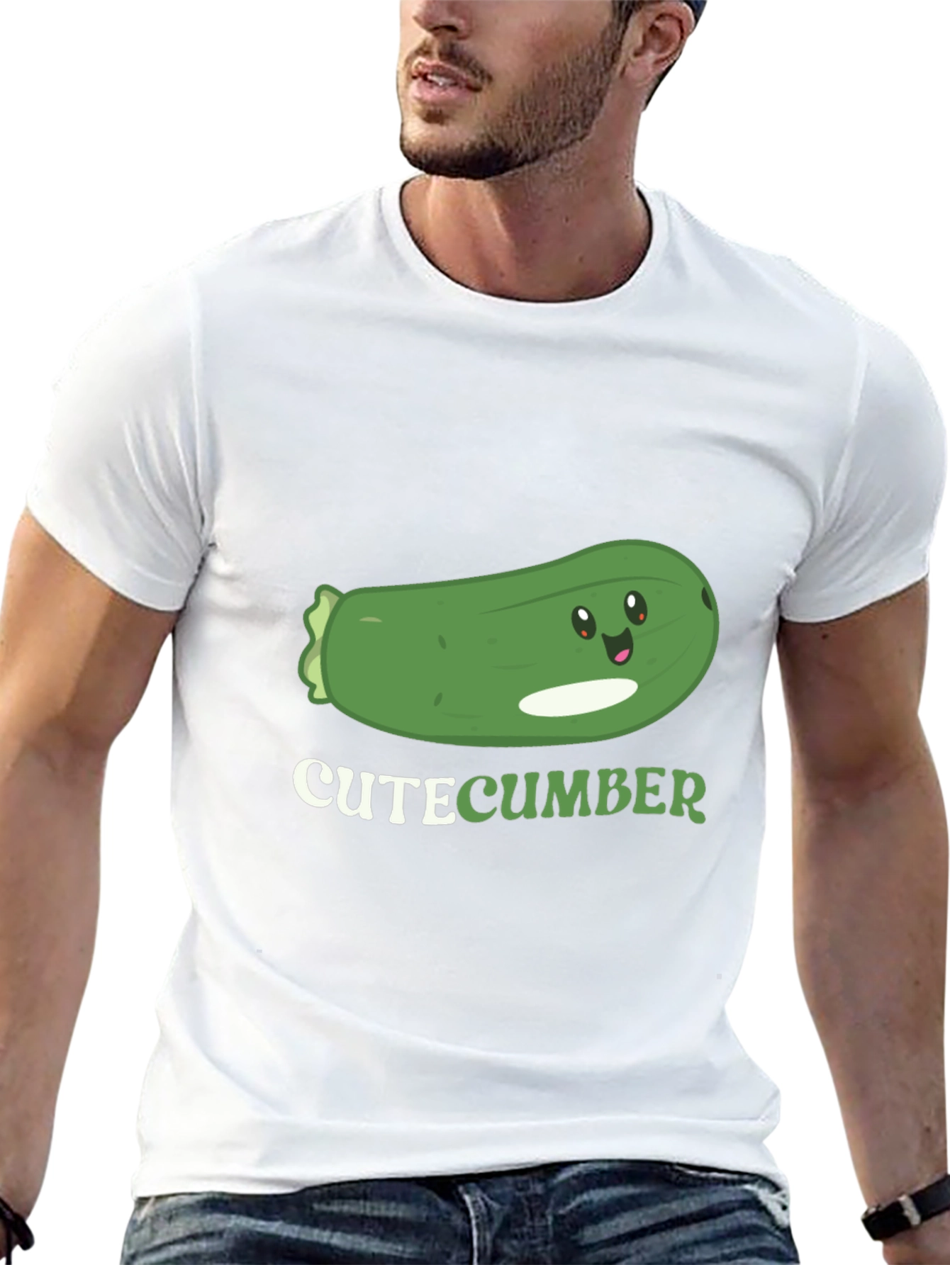 Cute Cucumber Graphic T-Shirt - Black Cotton Tee