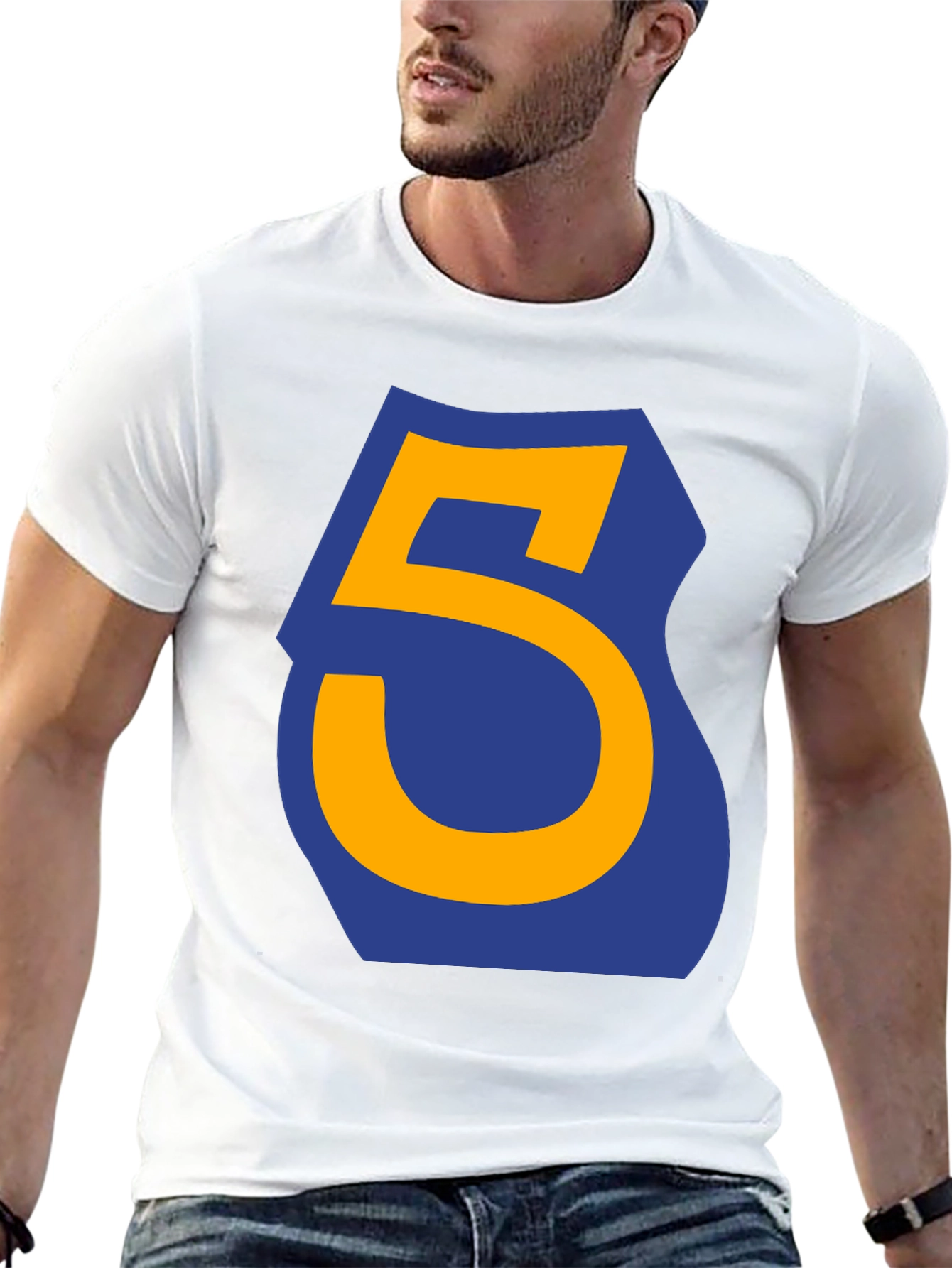 Number 5 Graphic Tee - Casual Black T-Shirt