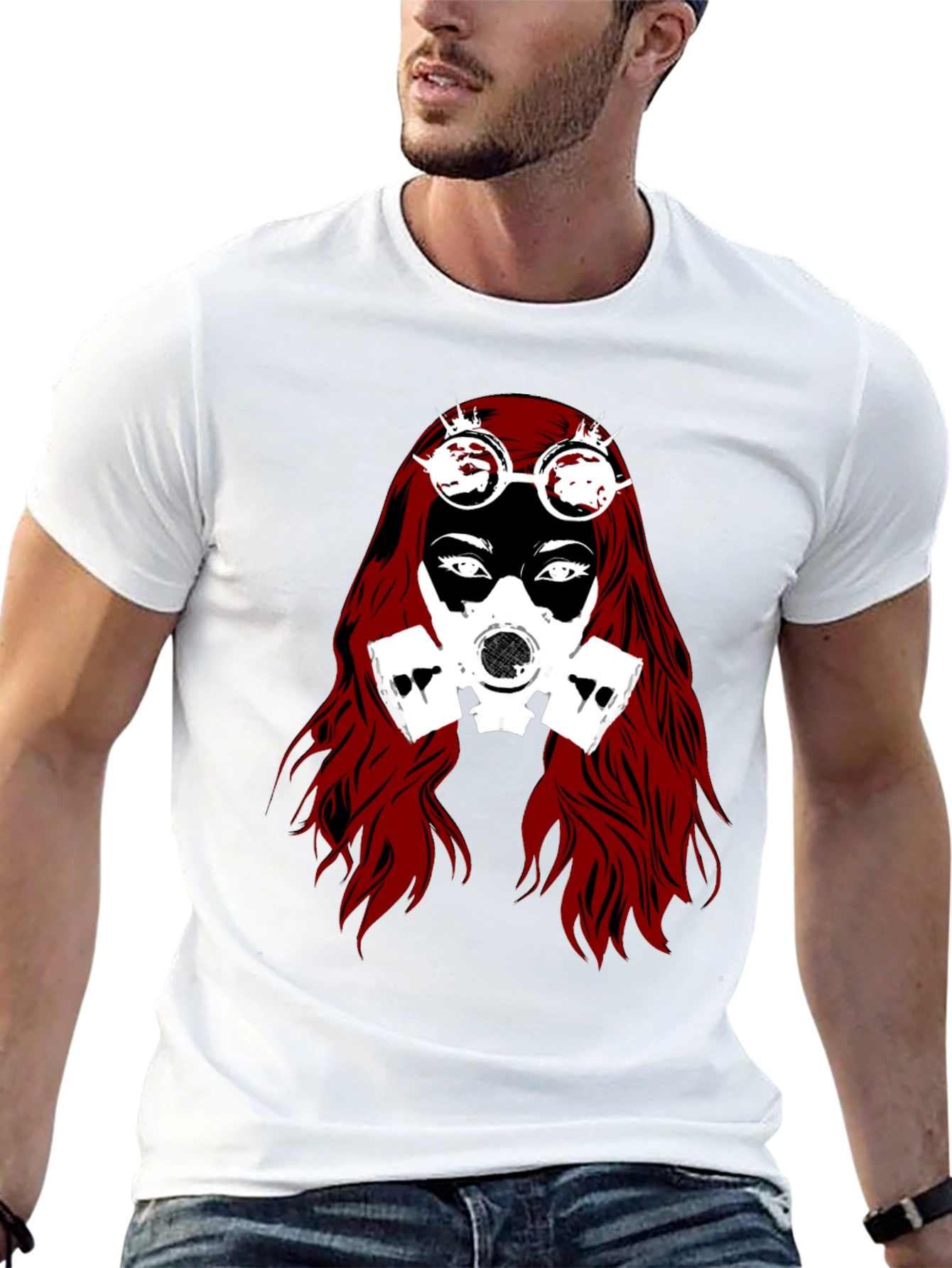 Steampunk Gas Mask Woman Graphic Tee