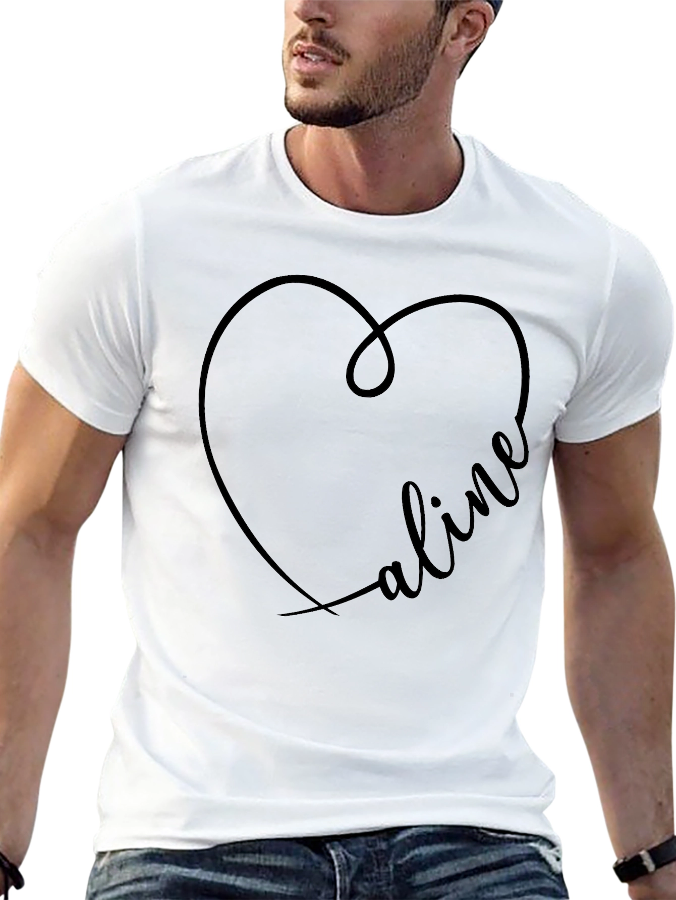 Heart Name Personalized Black Tee