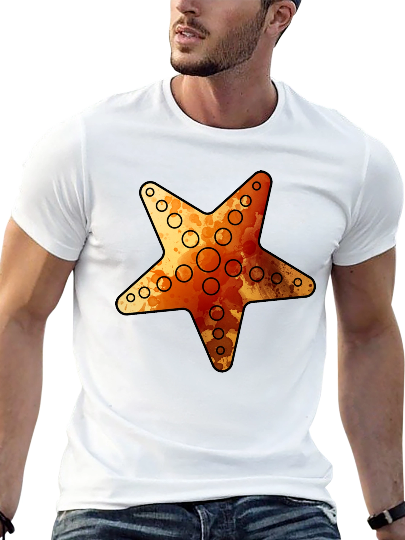 Starfish Graphic Tee - Coastal Style Black T-Shirt