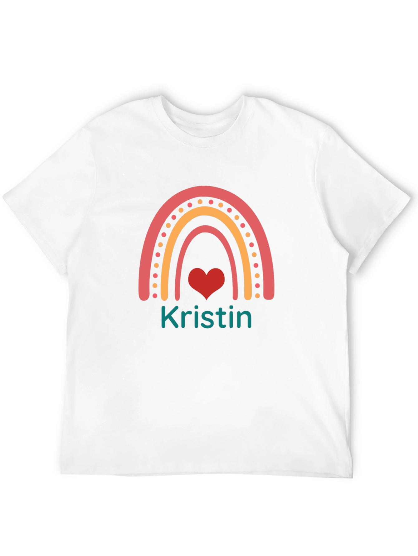 Personalized Kristin Rainbow Heart T-Shirt