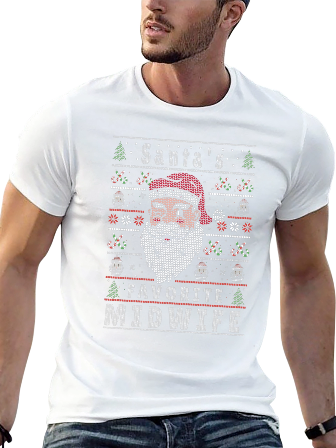 Santas Favorite Midwife Ugly Christmas Sweater T-Shirt