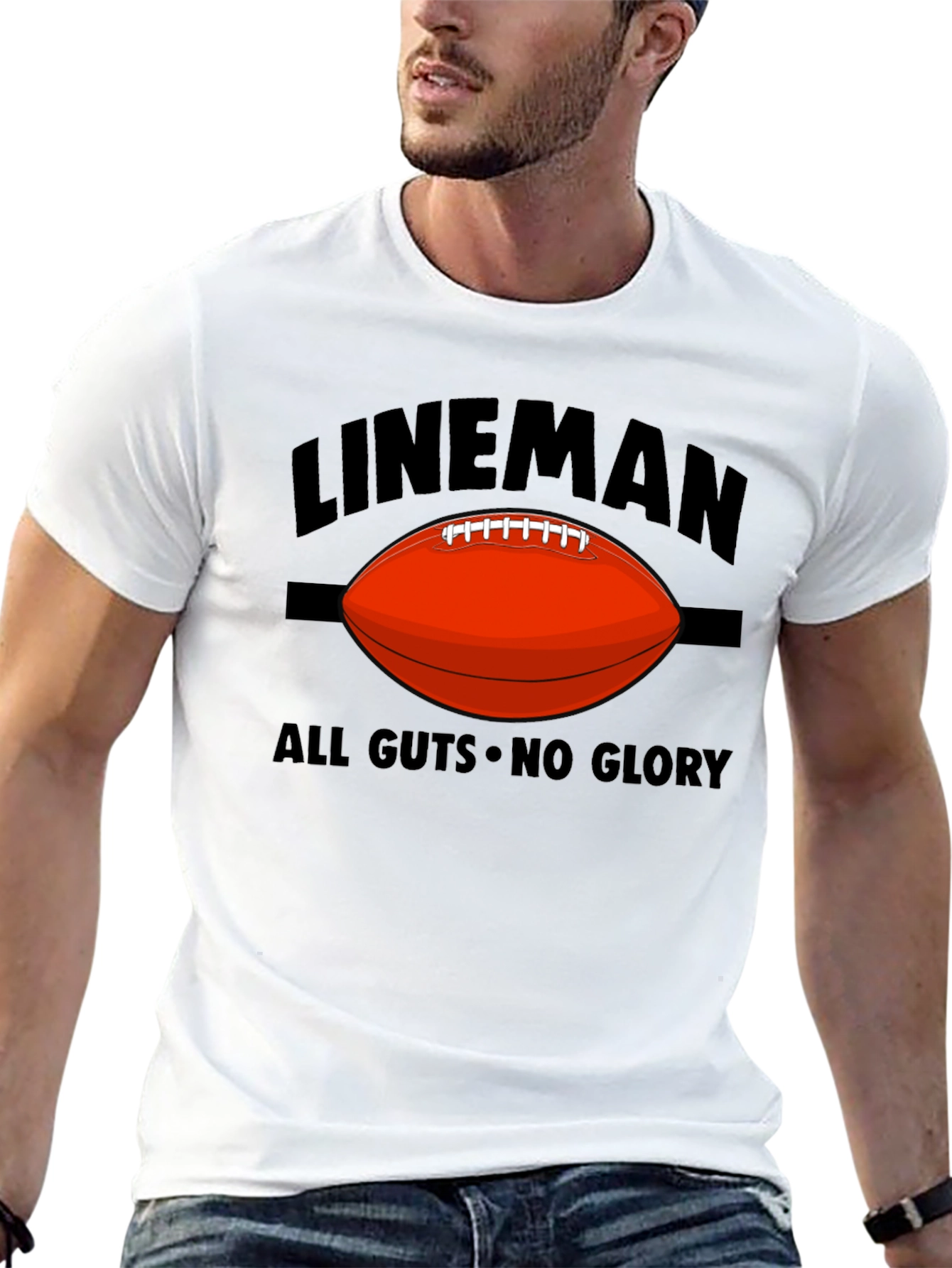 Lineman All Guts No Glory Football Graphic T-Shirt