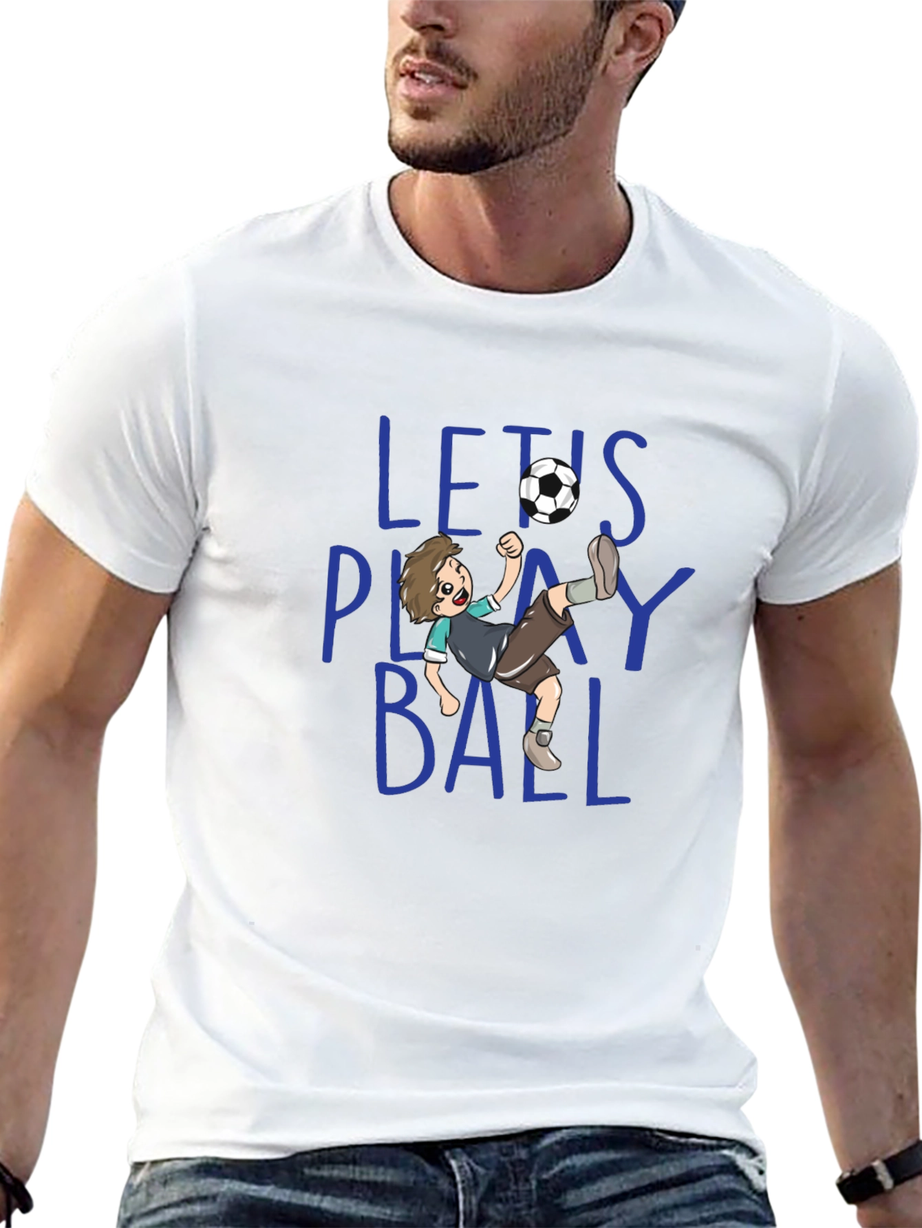 Lets Play Ball Mens Graphic T-Shirt - Soccer Theme