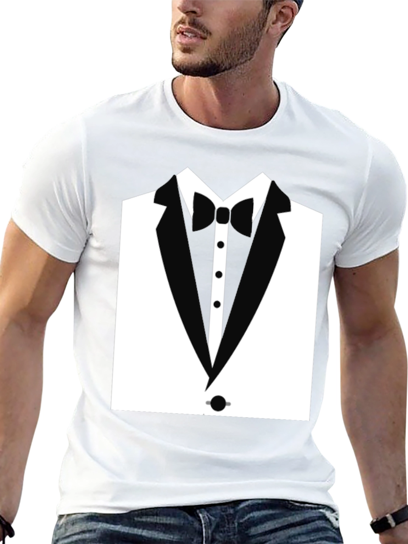 Tuxedo T-Shirt - Black Dressy Fun Casual Tee
