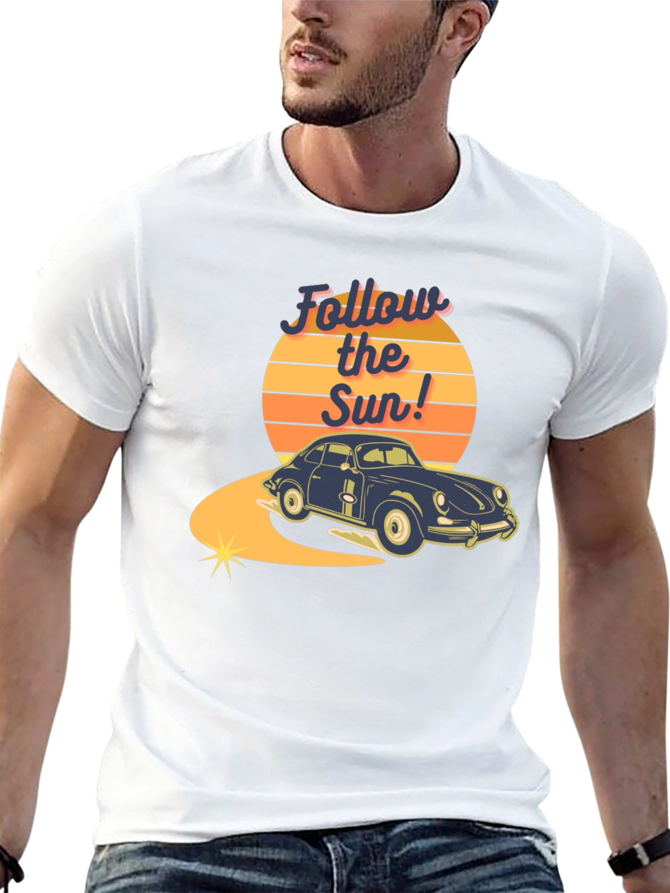 Retro Car Follow the Sun Graphic Tee