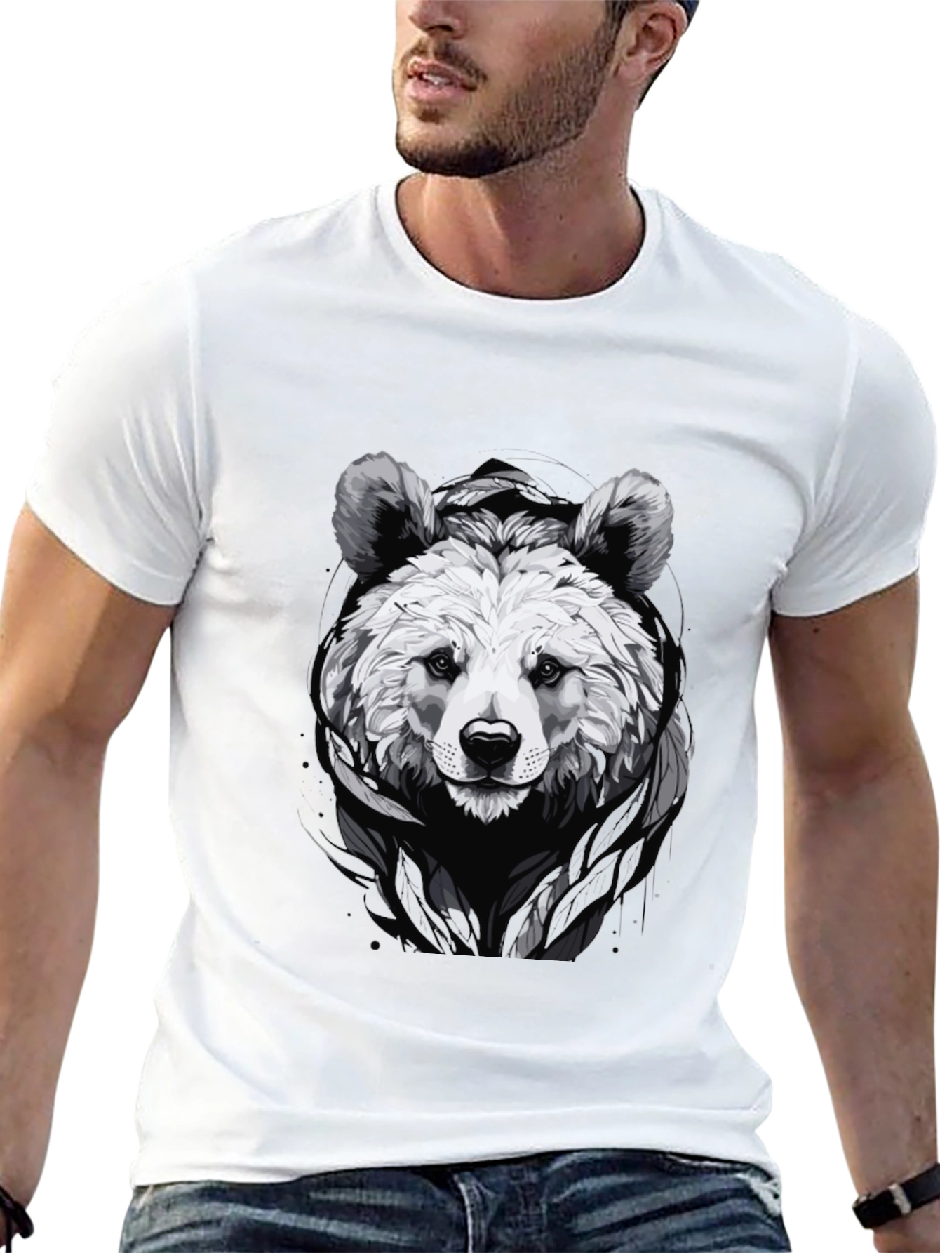 Cool Bear Graphic Tee - Black Cotton Blend