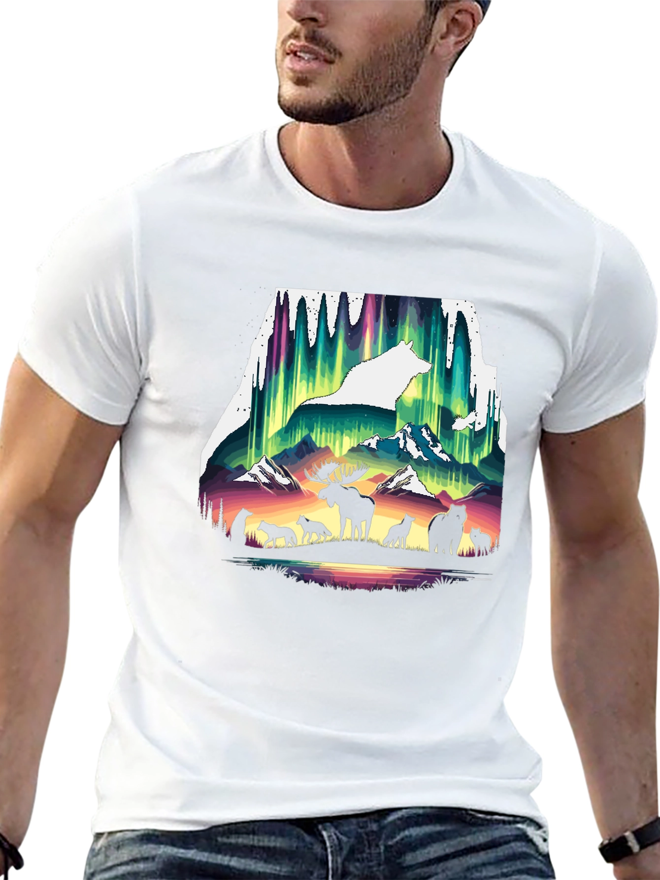 Wildlife Silhouette Graphic Tee - Nature Inspired Shirt