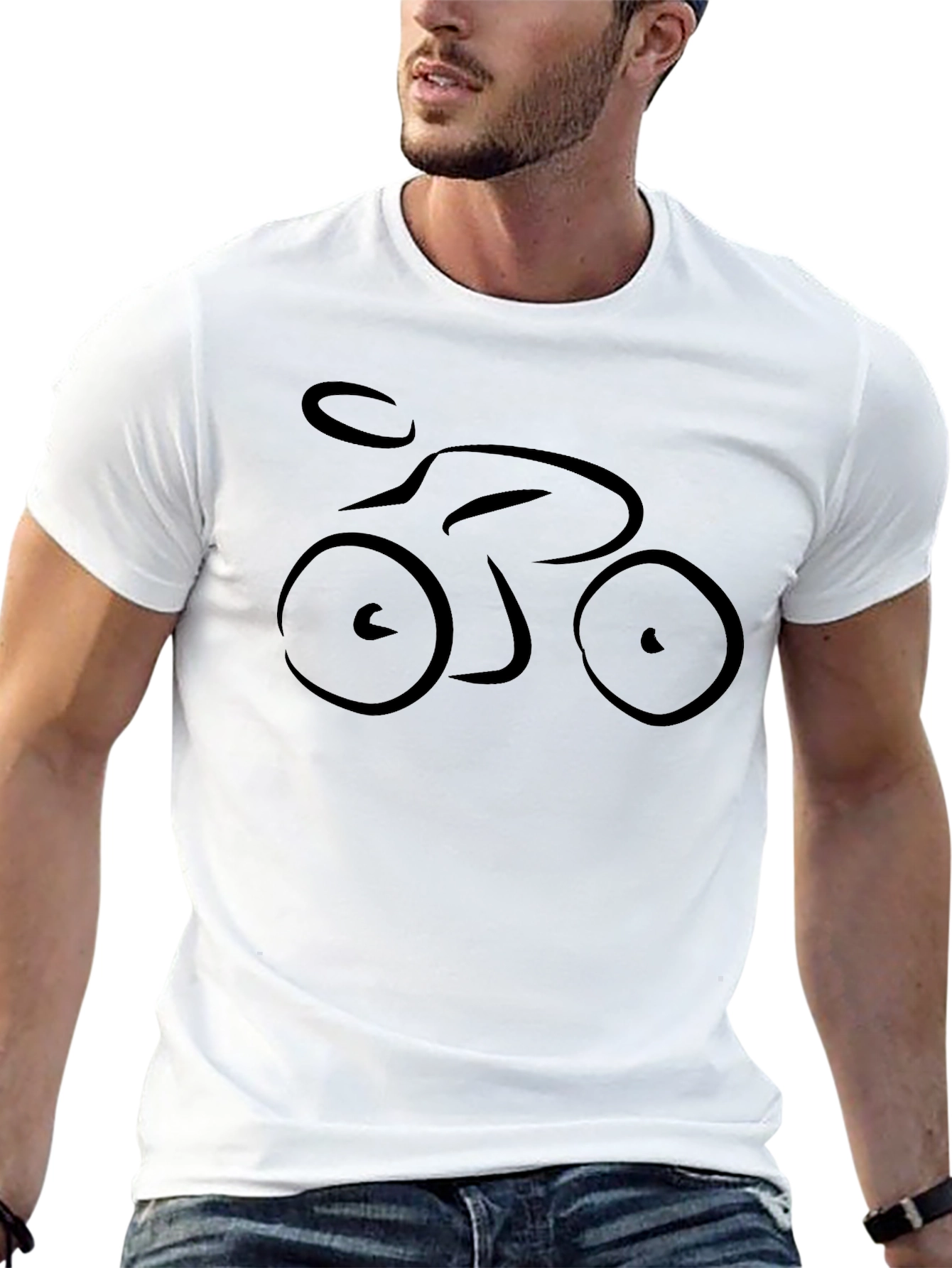 Stylish Black Bicycle Graphic Tee - Casual Comfort