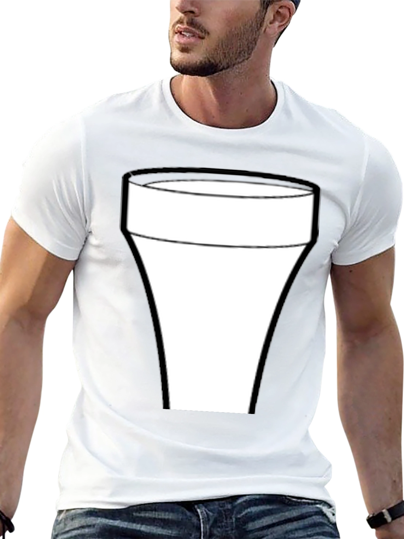 Cool Black T-Shirt with White Glass Graphic