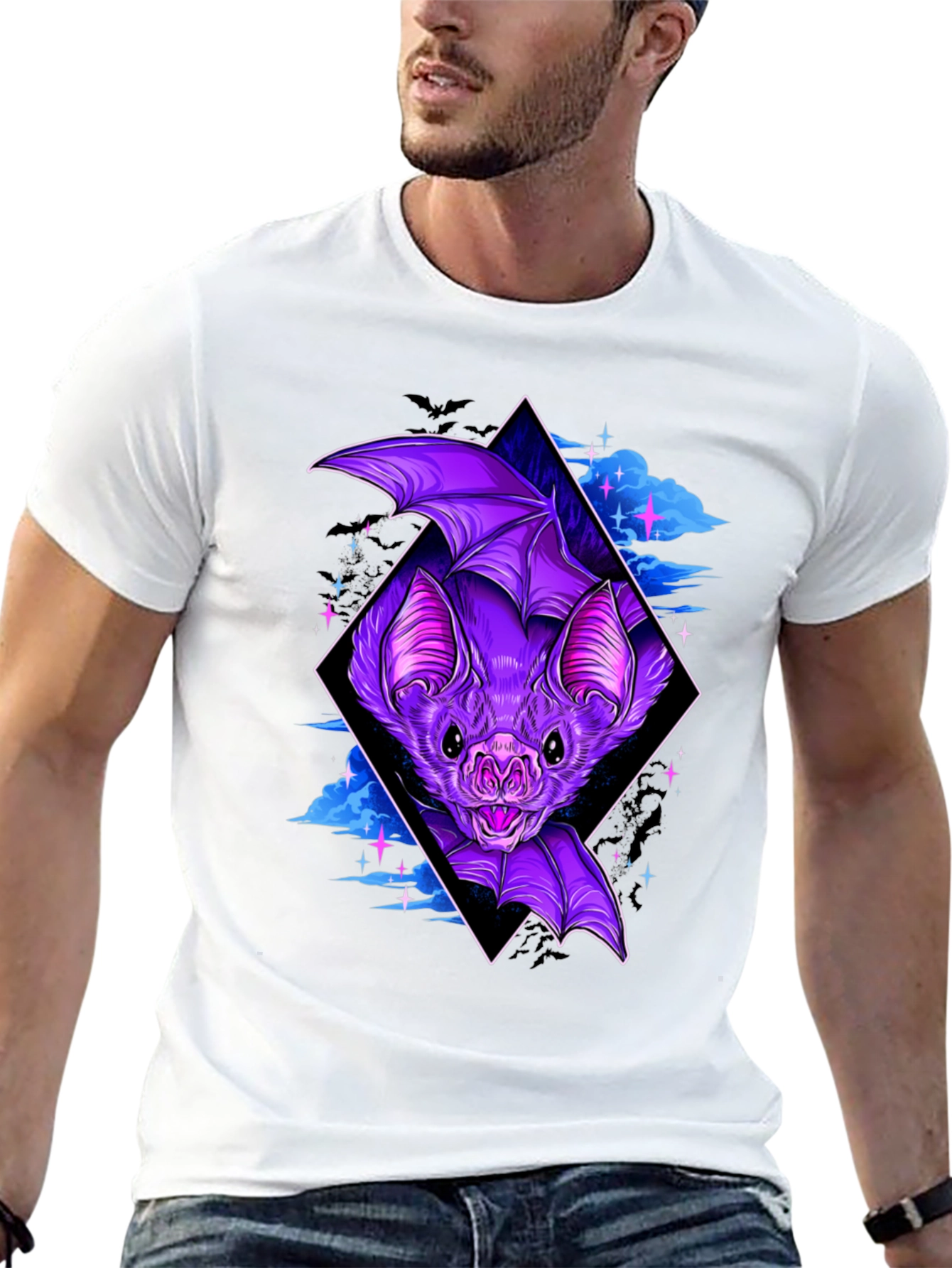 Bat Graphic Tee - Gothic Style Black T-Shirt