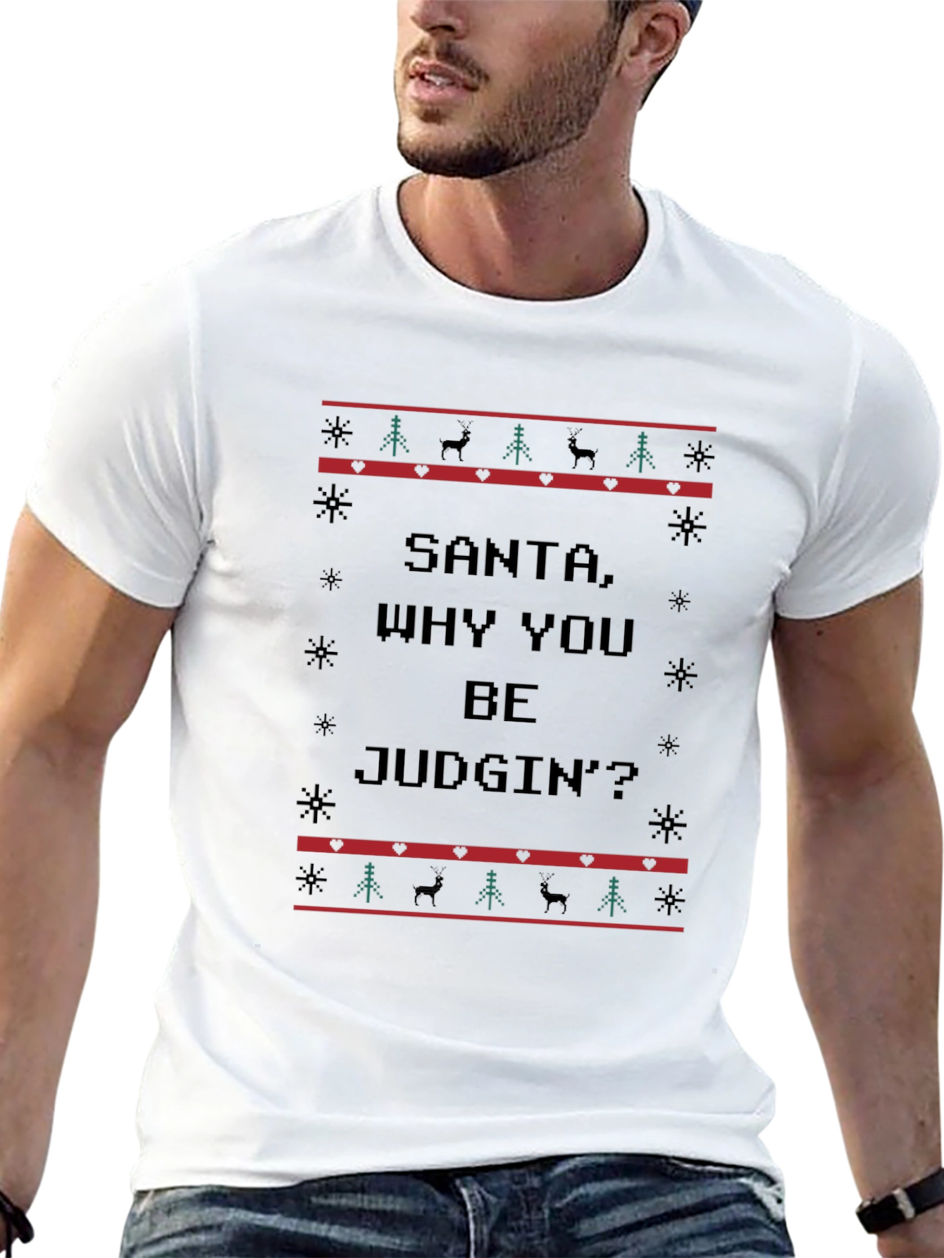 Santa Why You Be Judgin Ugly Christmas T-Shirt