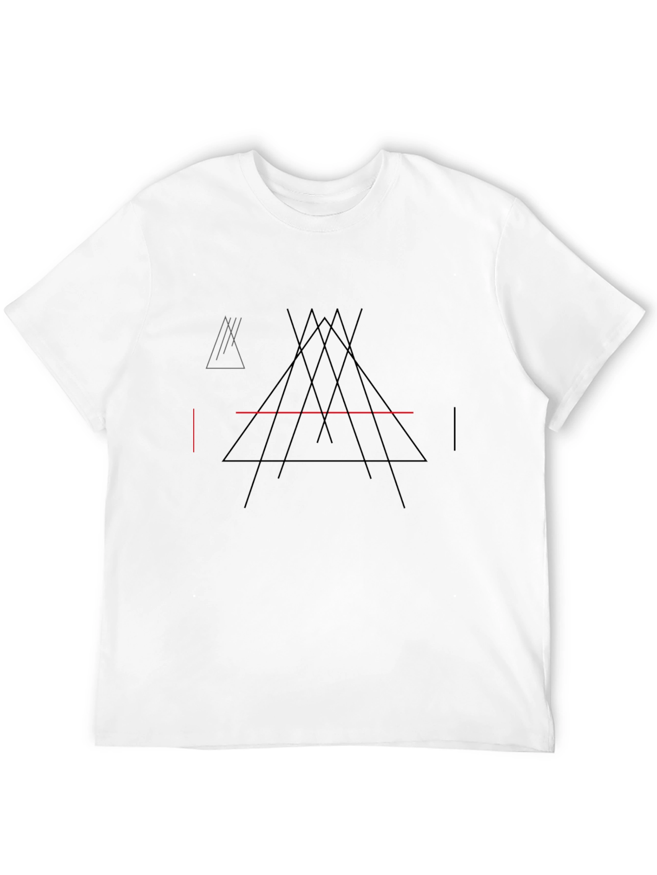 Geometric Lines Black T-Shirt - Modern Abstract Design