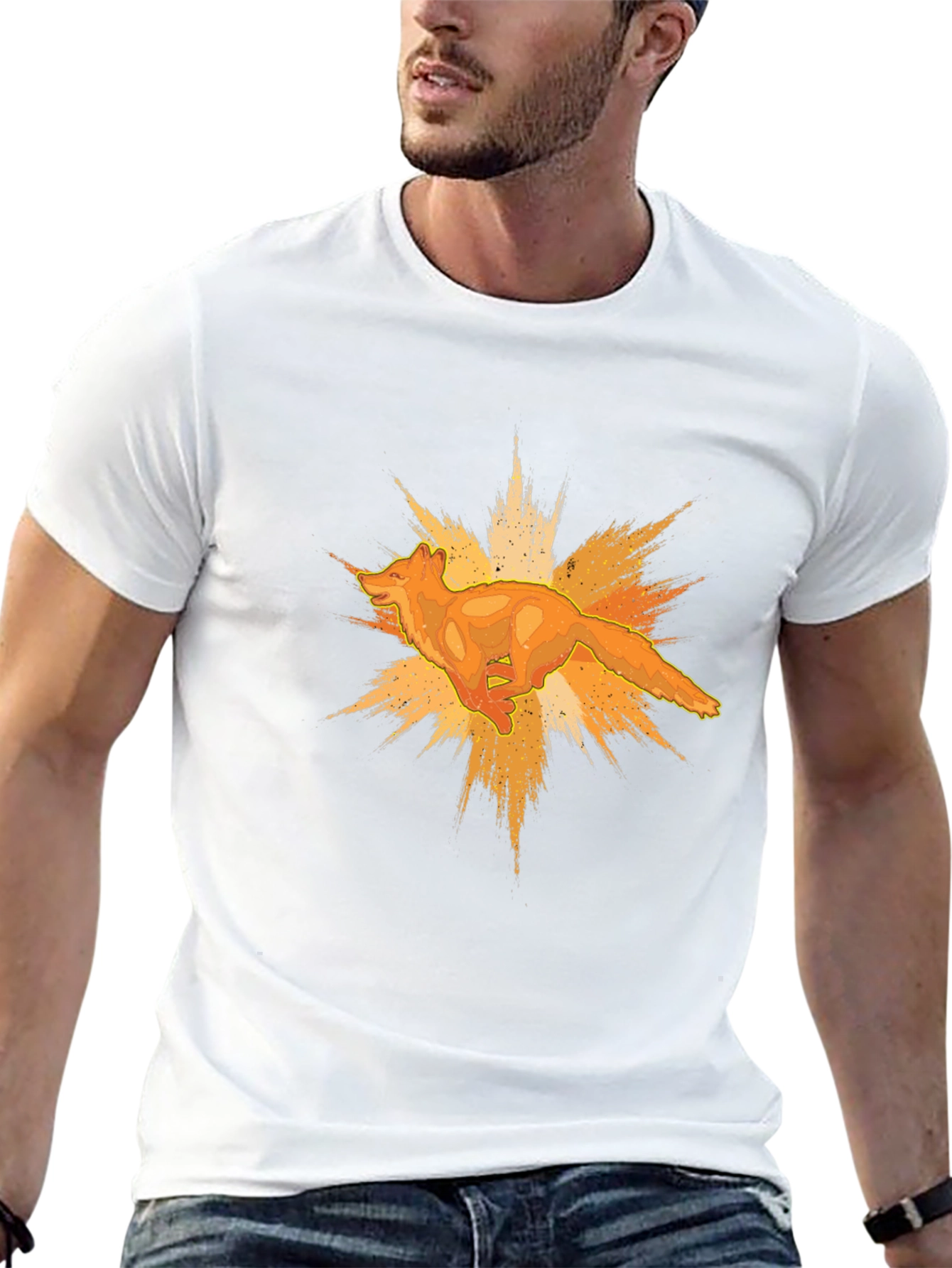 Dynamic Fox Graphic Black T-Shirt