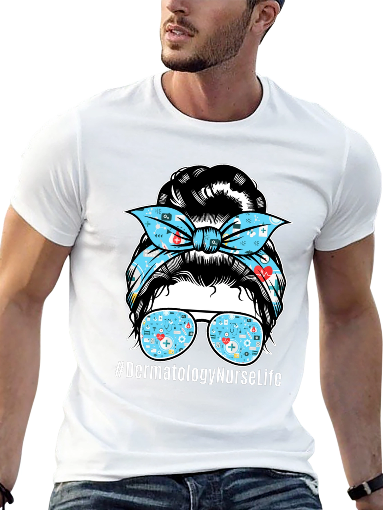 Dermatology Nurse Life T-Shirt - Messy Bun Graphic Tee