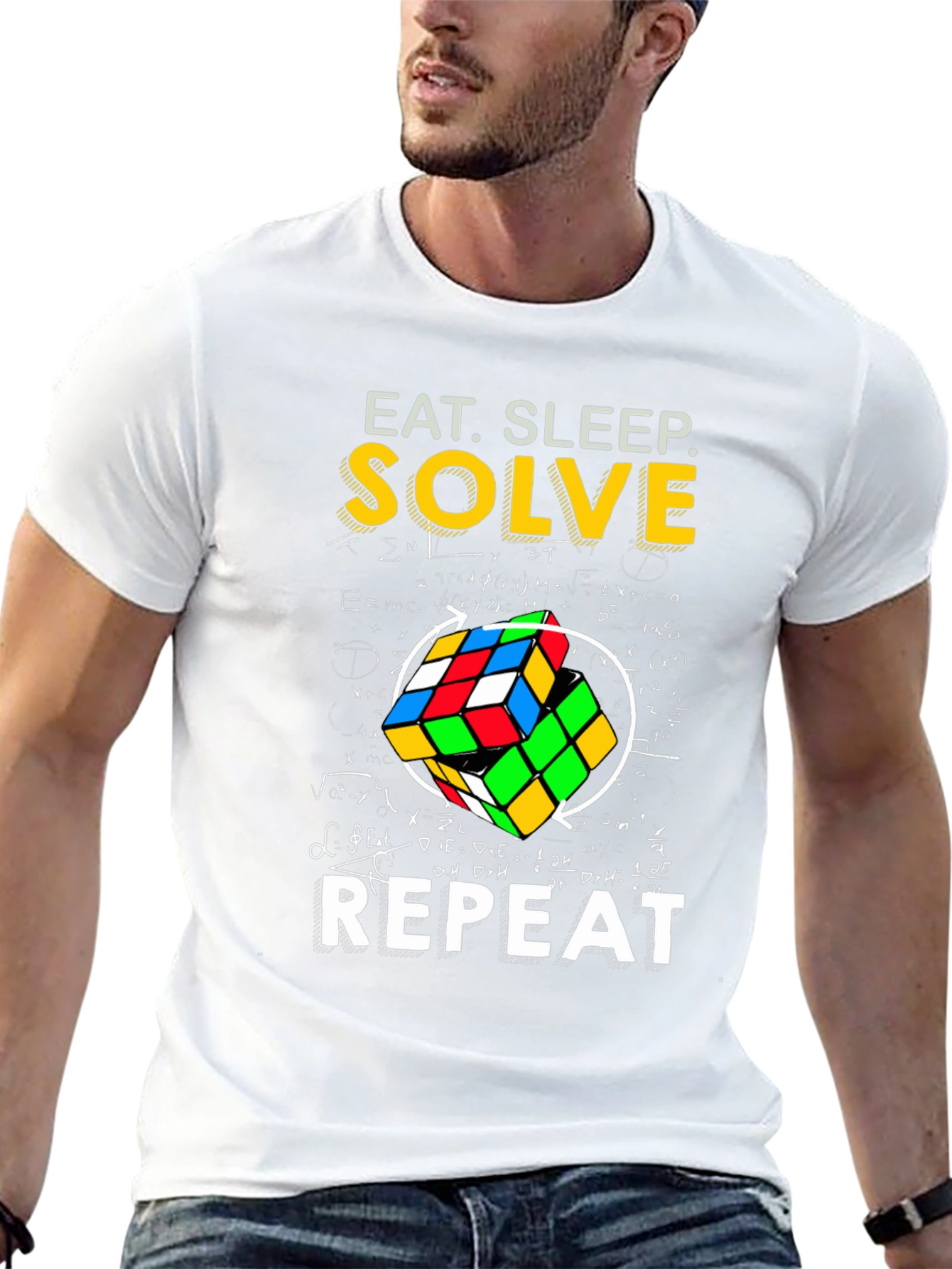 Eat Sleep Solve Repeat T-Shirt - Rubiks Cube Design