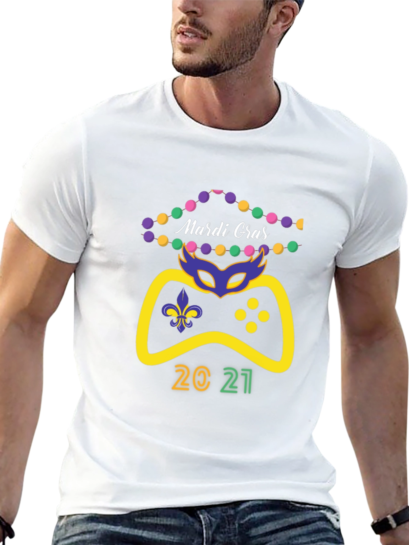 Mardi Gras Gamer 2021 Black T-Shirt
