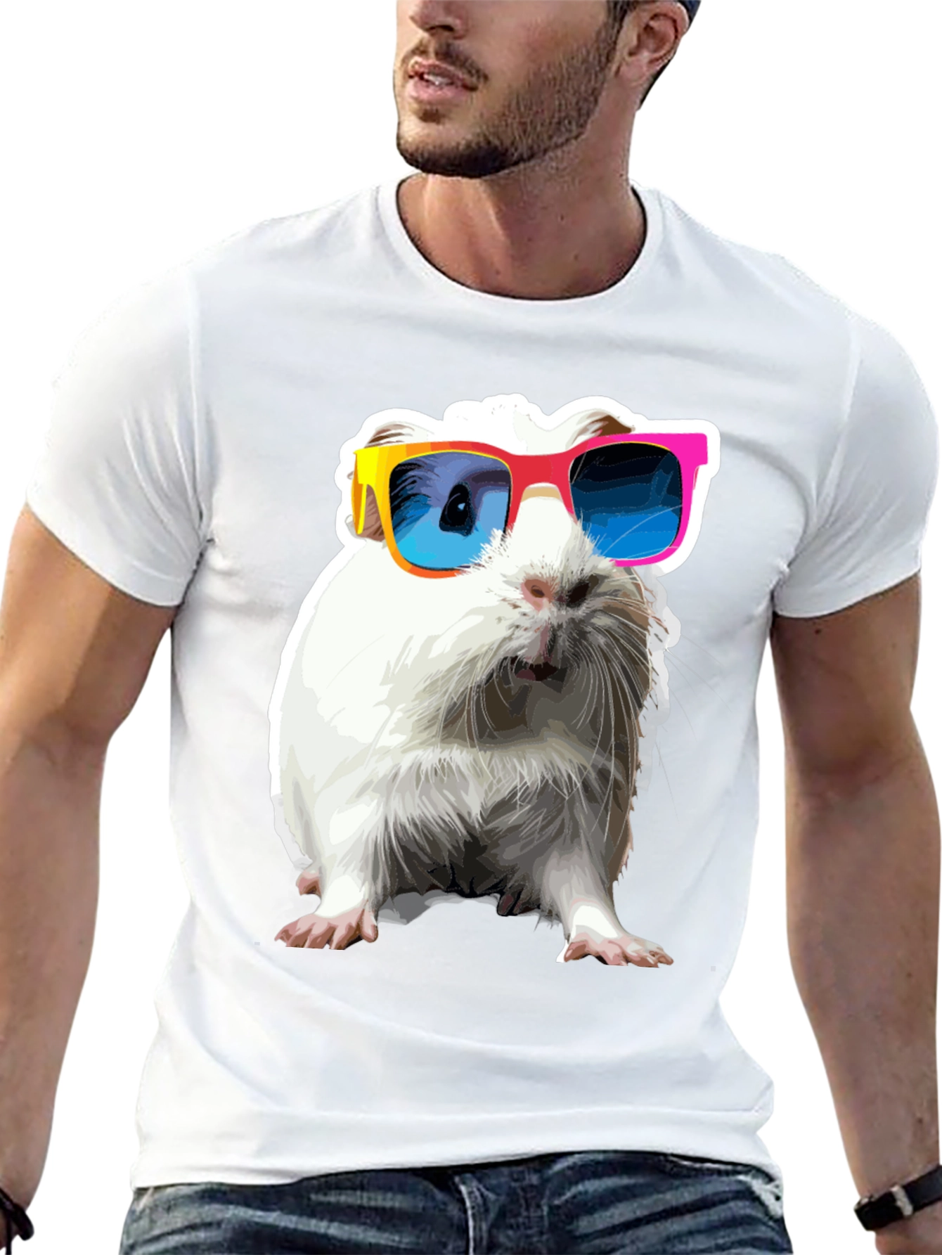 Cool Guinea Pig Graphic Tee - Black Cotton T-Shirt