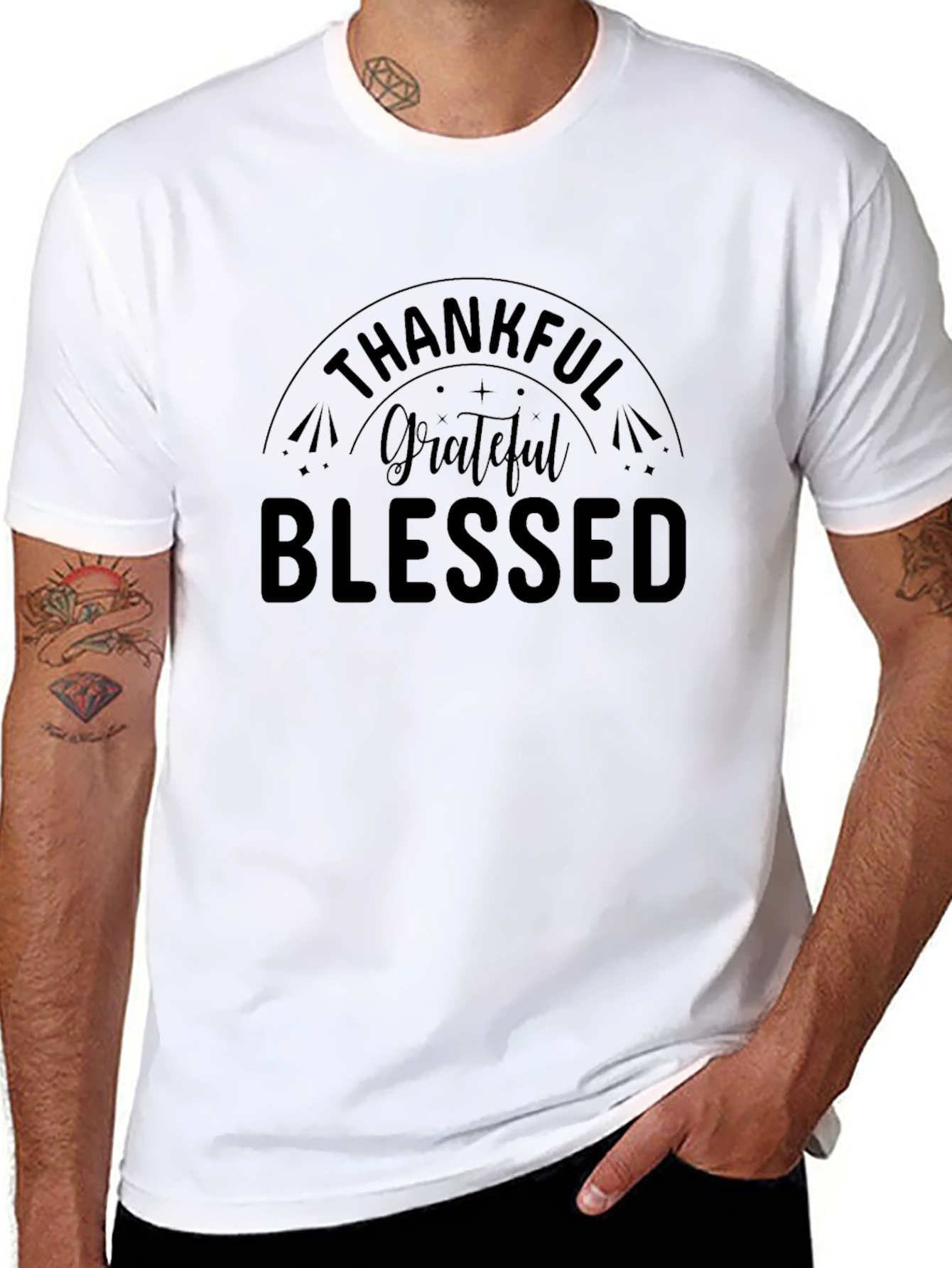 Thankful Grateful Blessed Black T-Shirt