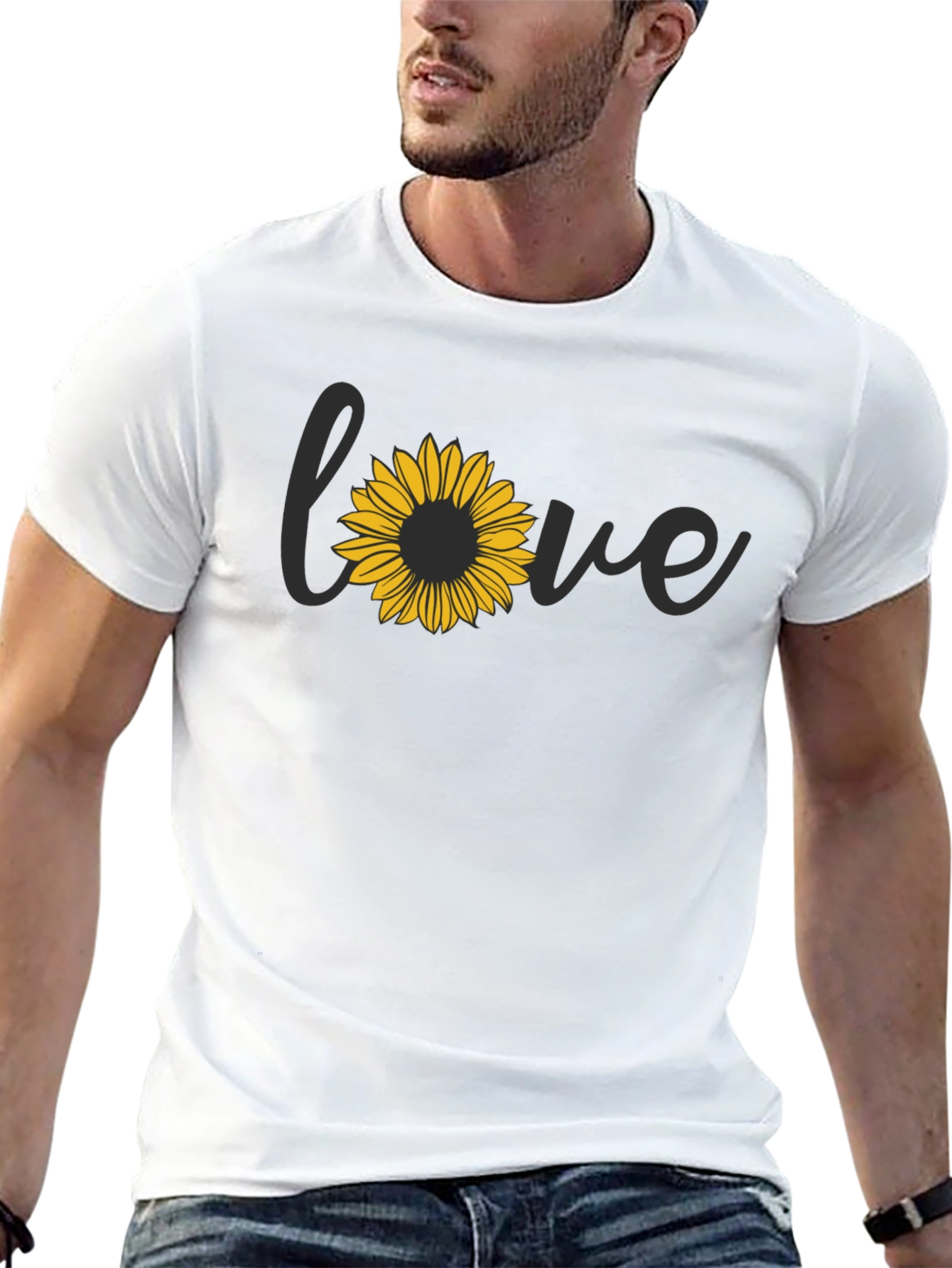 Sunflower Love Graphic Black T-Shirt