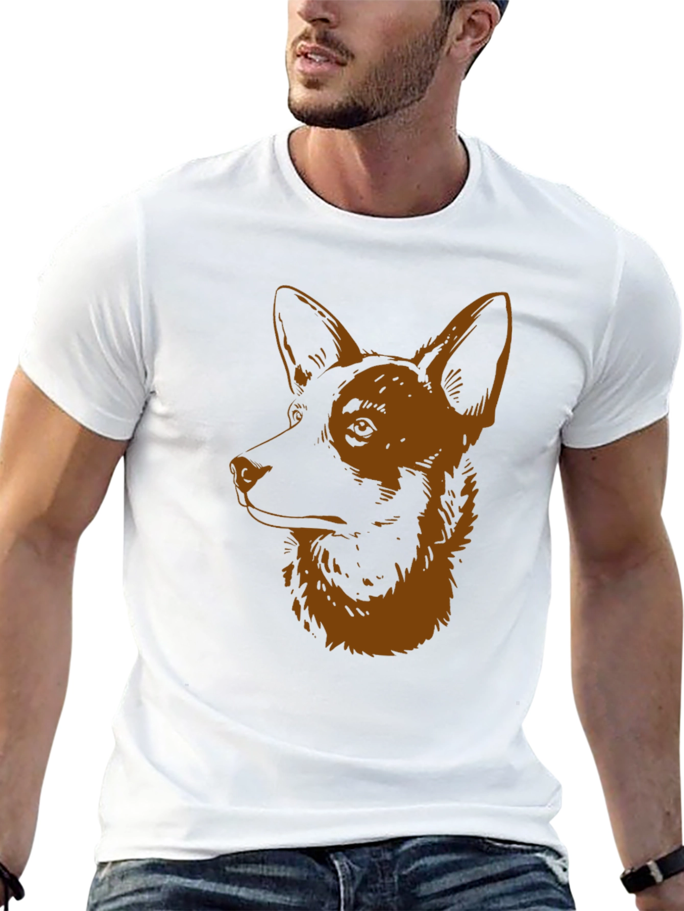 Dog Graphic Tee - Black Cotton Shirt