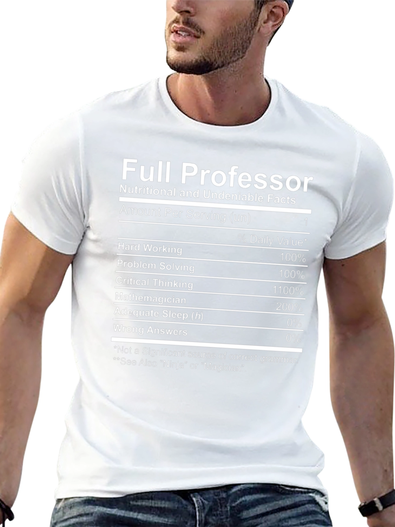 Full Professor T-Shirt Nutritional Facts Novelty Tee