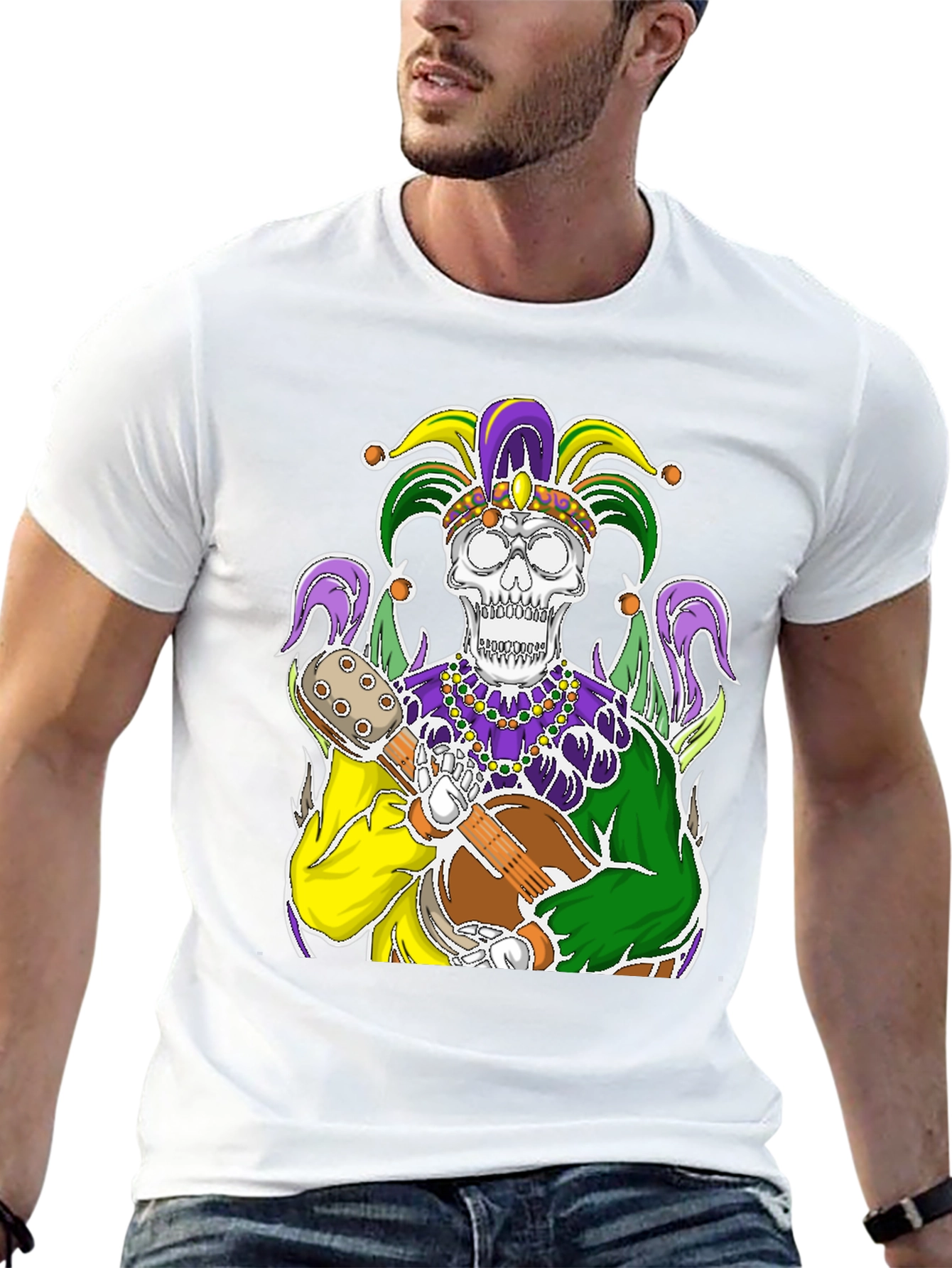Mardi Gras Jester Skull Graphic Tee