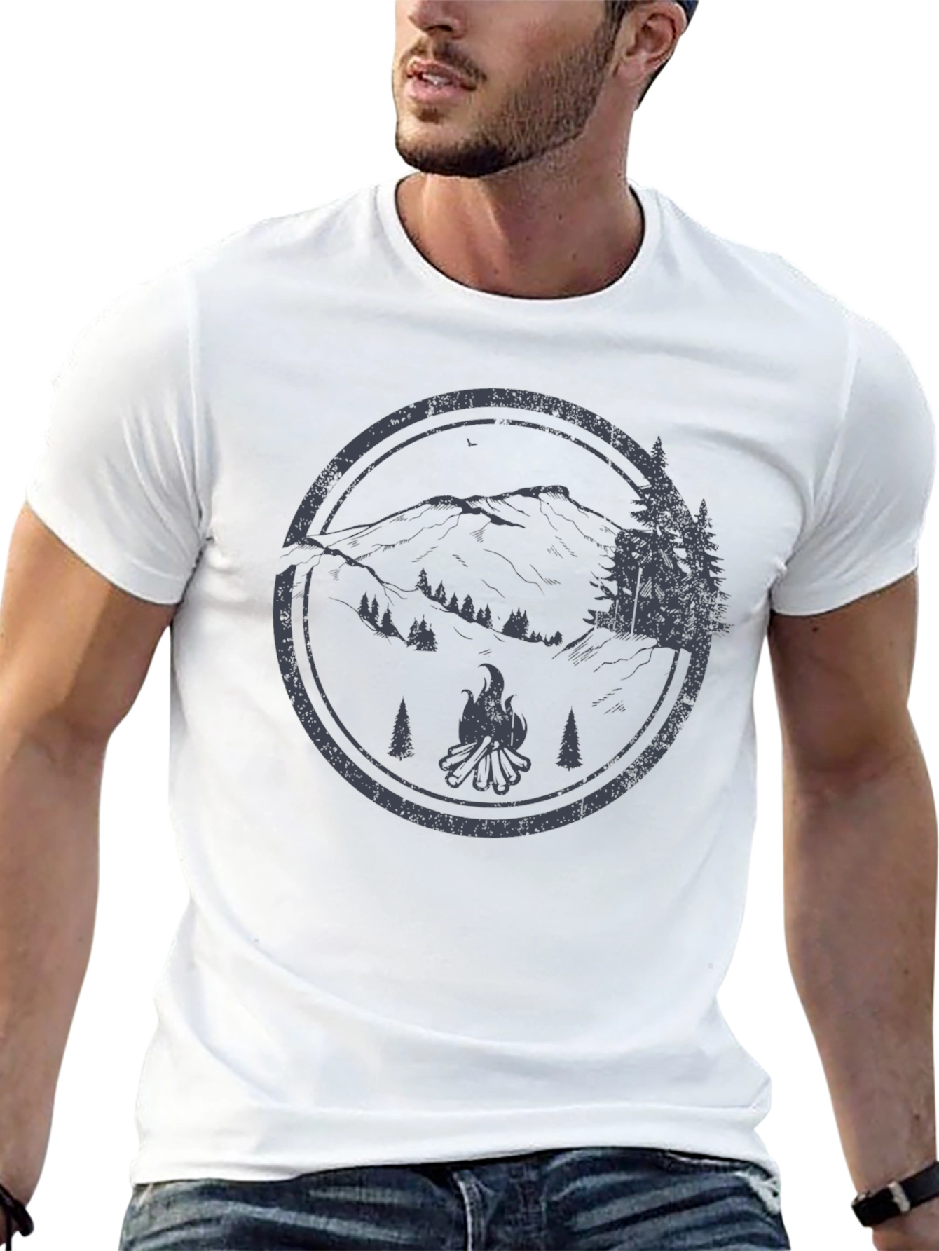 Mens Camping Graphic T-Shirt - Black