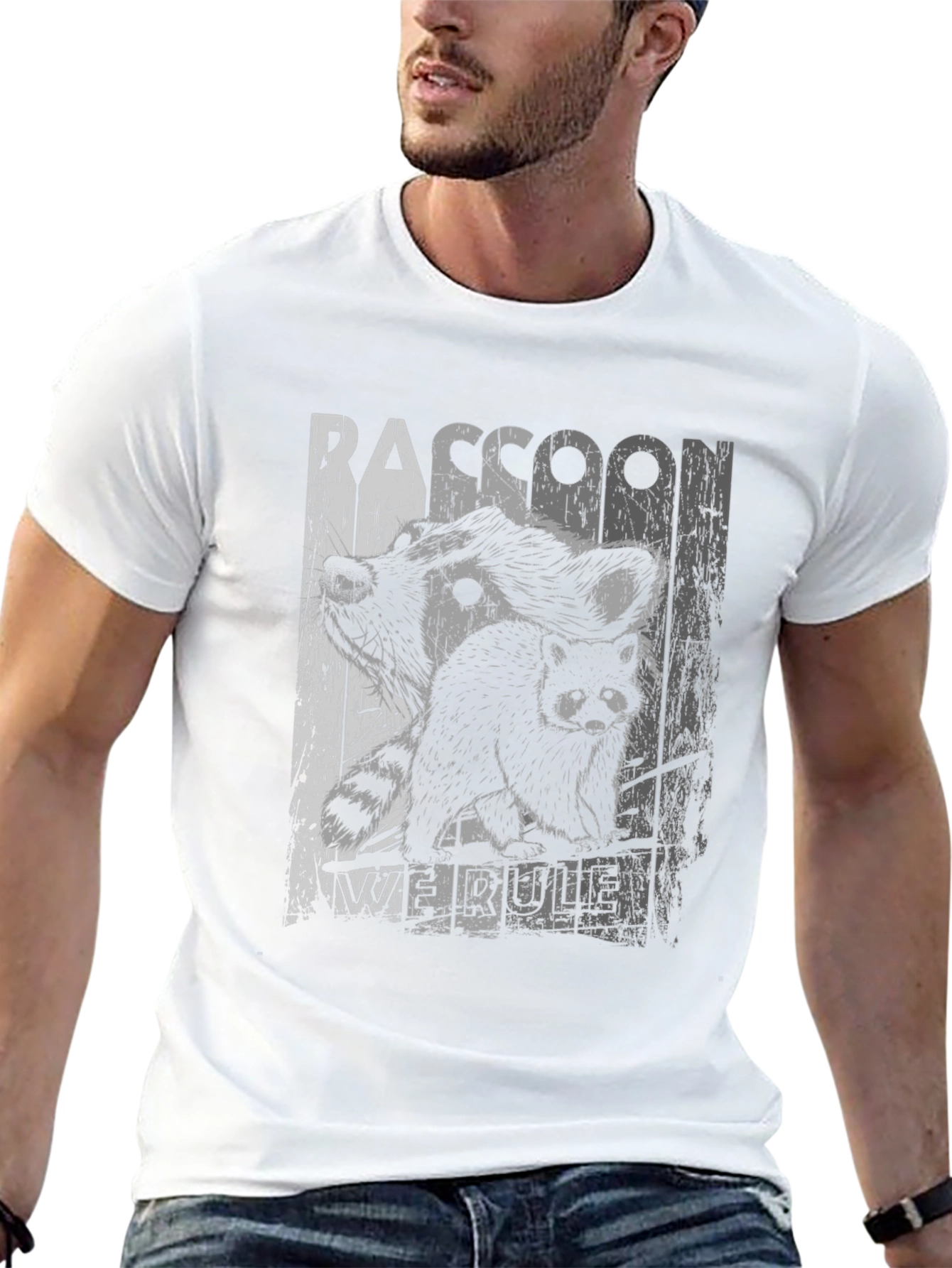 Raccoon We Rule Graphic T-Shirt - Black
