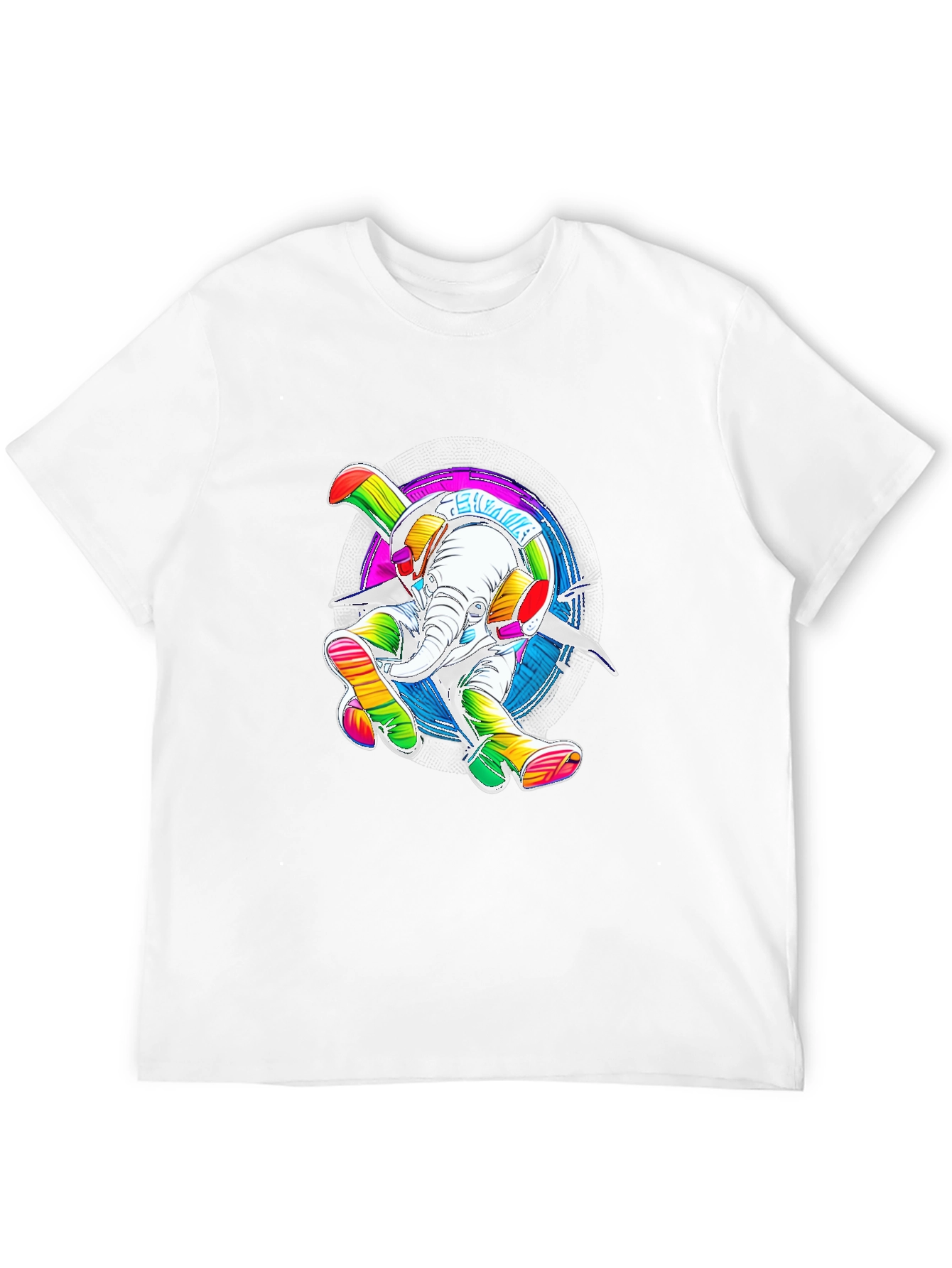 Rainbow Elephant Graphic Tee - Funky T-Shirt