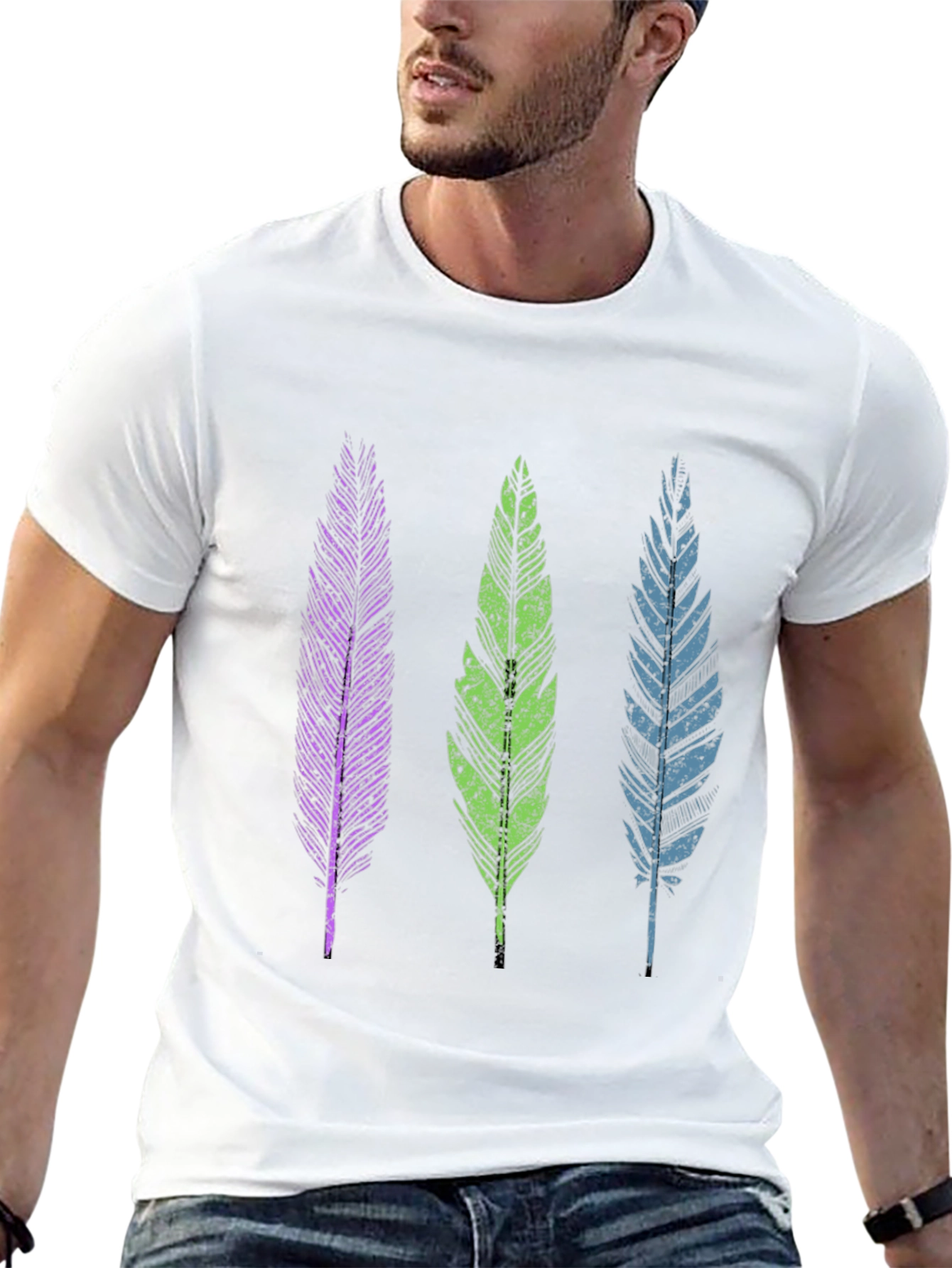 Feather Trio Graphic Tee - Casual Comfort