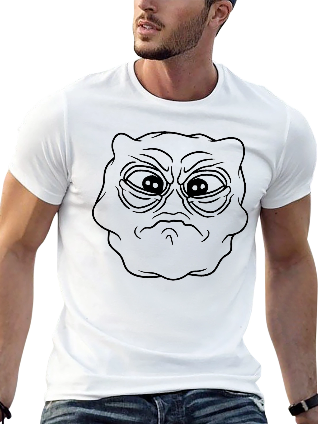 Grumpy Alien Head Graphic Black T-Shirt