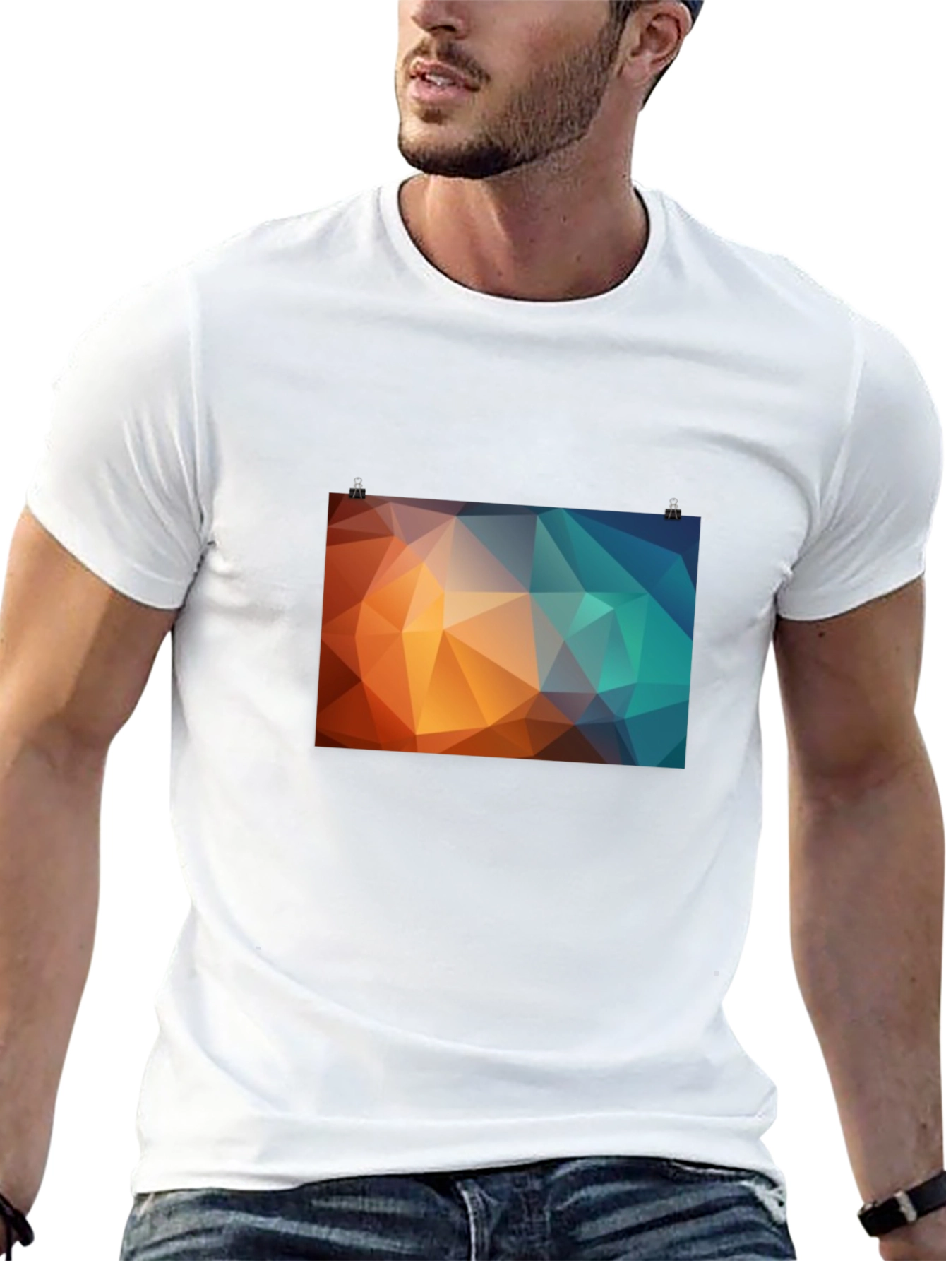 Geometric Triangle Graphic Print Black T-Shirt