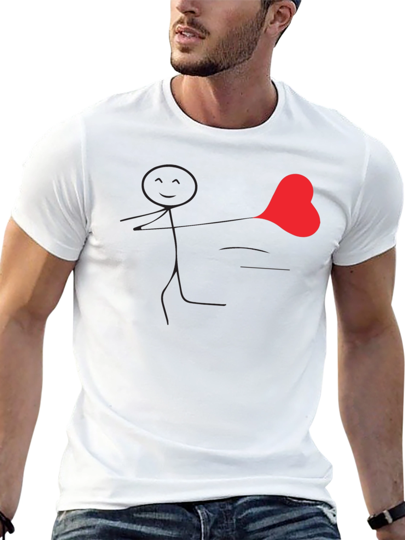 Heart Stick Figure Black T-Shirt