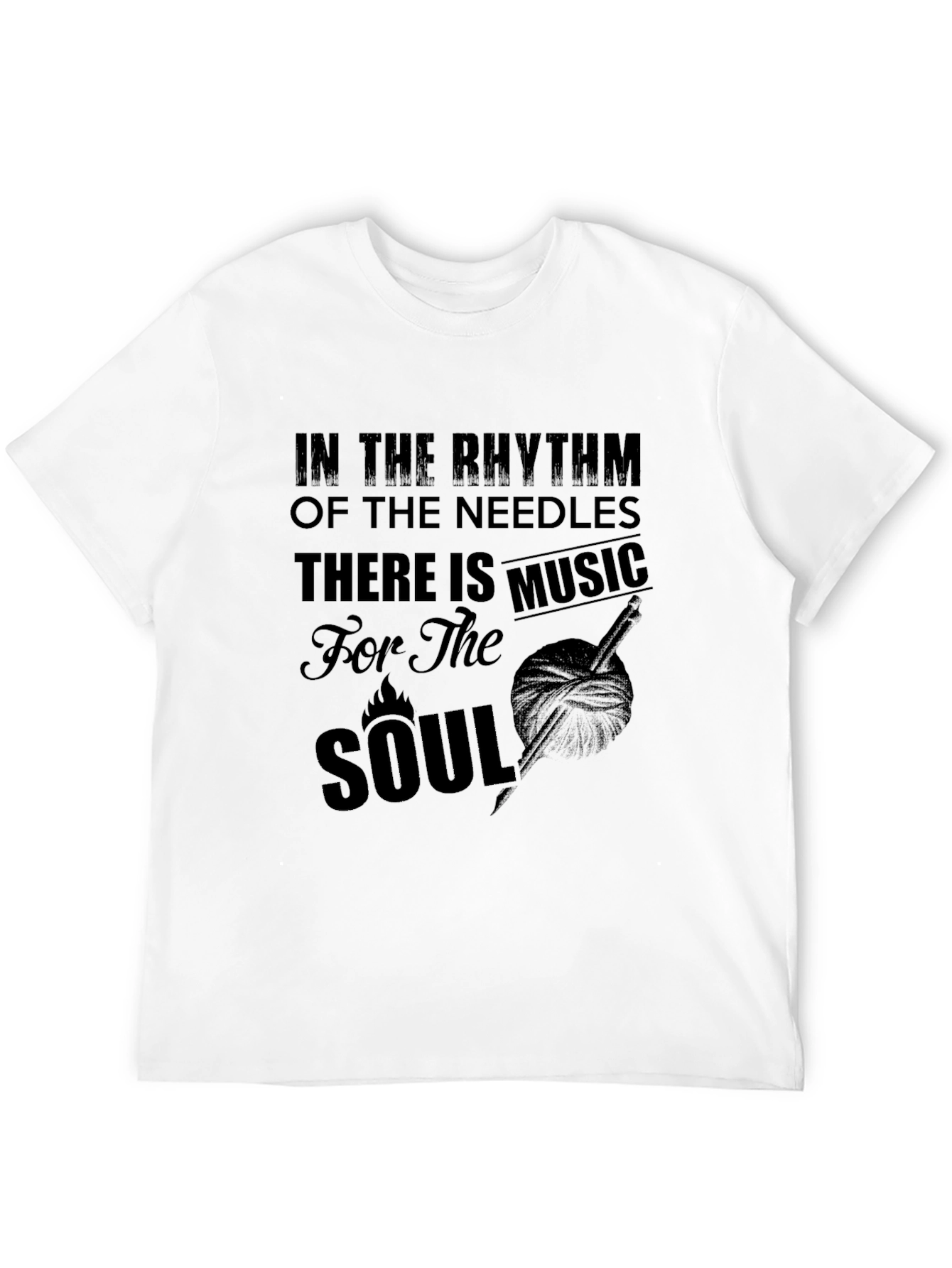 Rhythm of Needles Mens Black Graphic T-Shirt