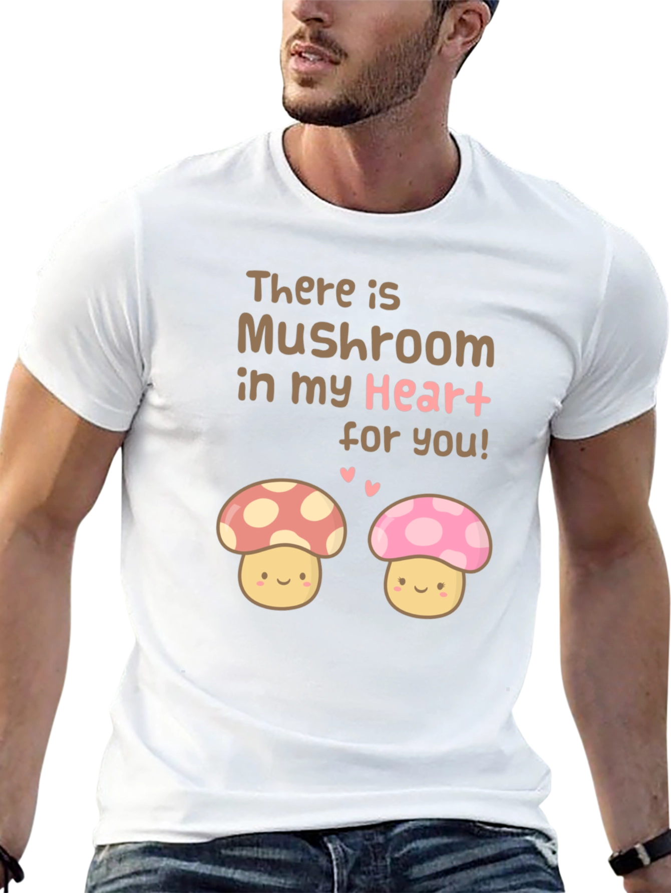 Mushroom Heart Graphic T-Shirt - Cute Kawaii Style