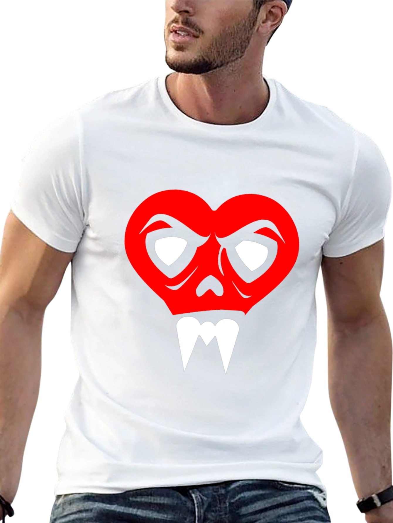 Heart Skull Graphic Tee - Mens Black T-Shirt