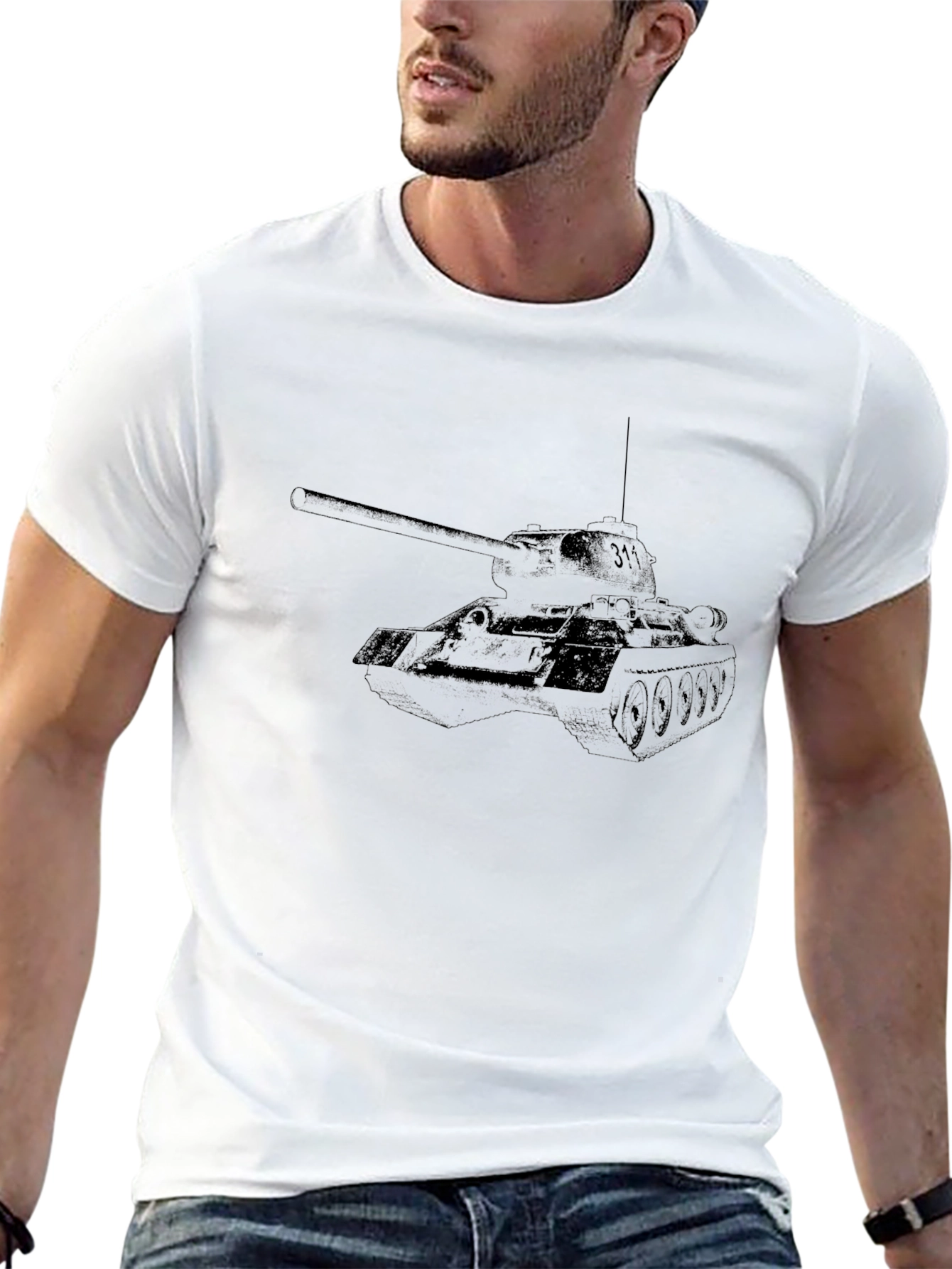 Tank Graphic Tee - Black Cotton T-Shirt