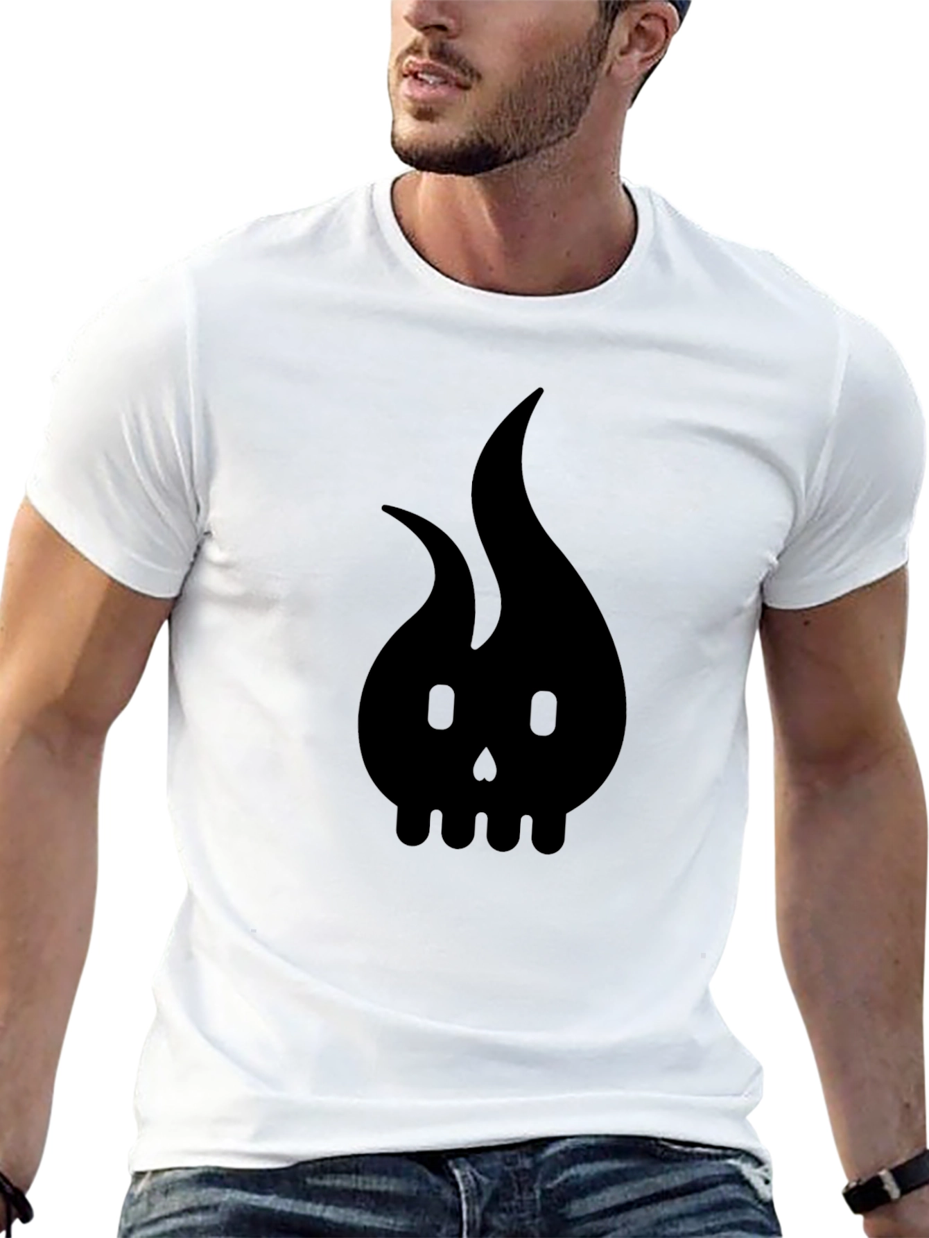 Flame Skull Graphic Tee - Bold Black T-Shirt