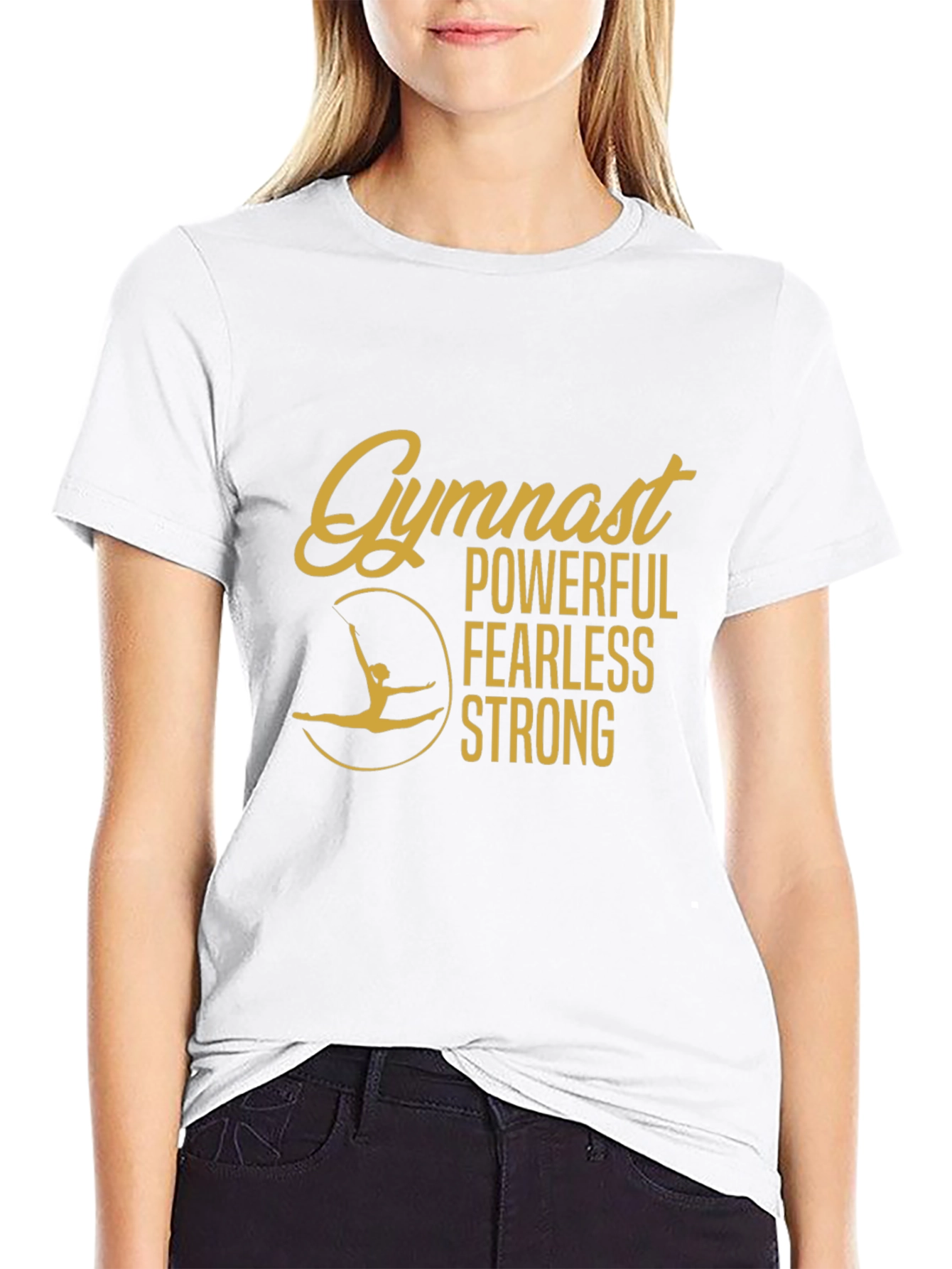 Gymnast Powerful Fearless Strong Black T-Shirt