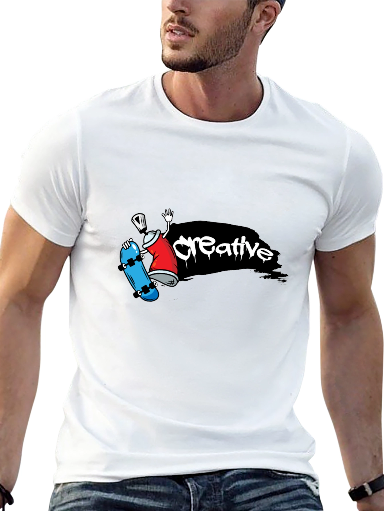 Creative Skater T-Shirt - Trendy Graphic Tee
