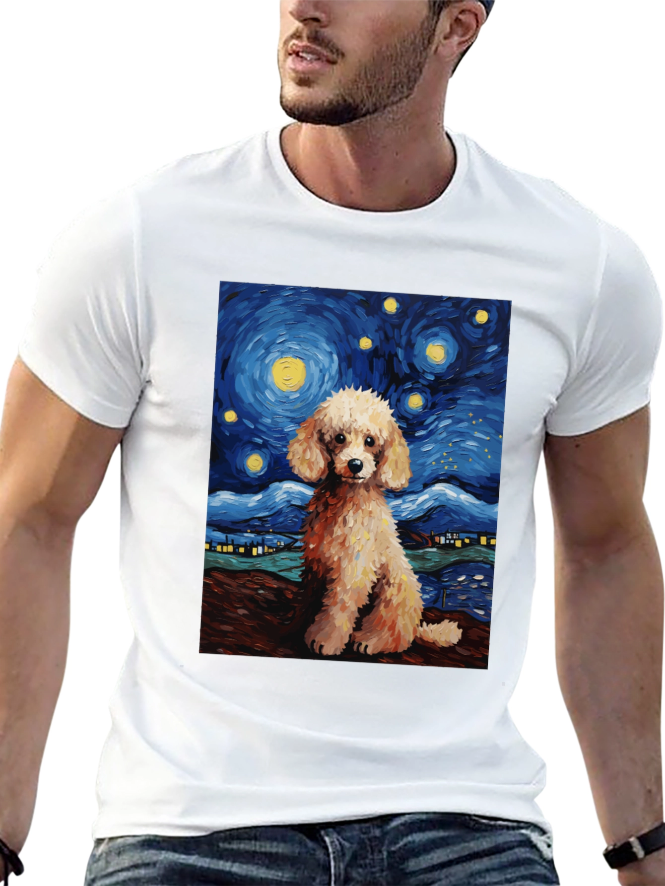 Starry Night Poodle T-Shirt