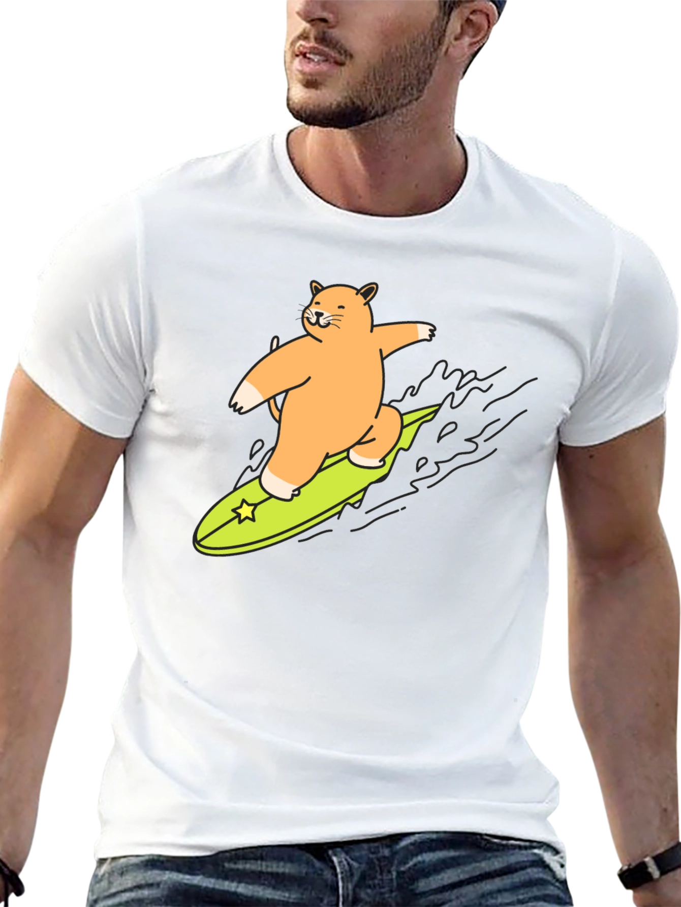Surfing Cat T-Shirt - Cool Graphic Tee