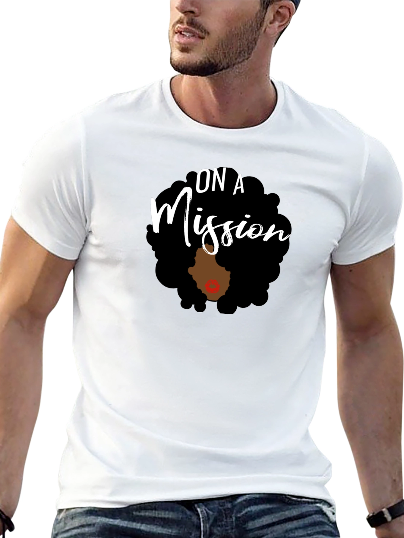 On A Mission T-Shirt: Afro Woman Empowerment Tee