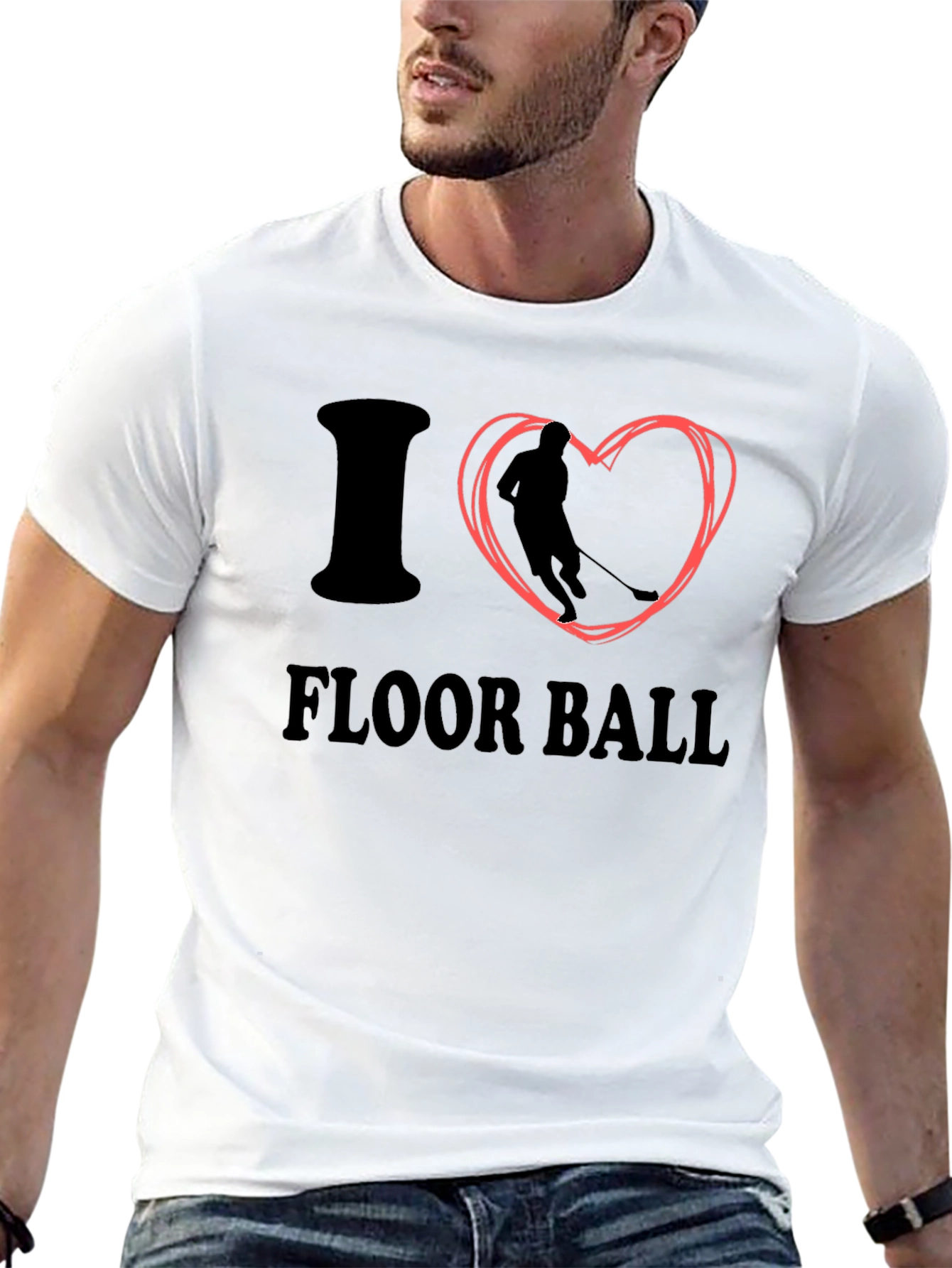 I Love Floorball Black T-Shirt