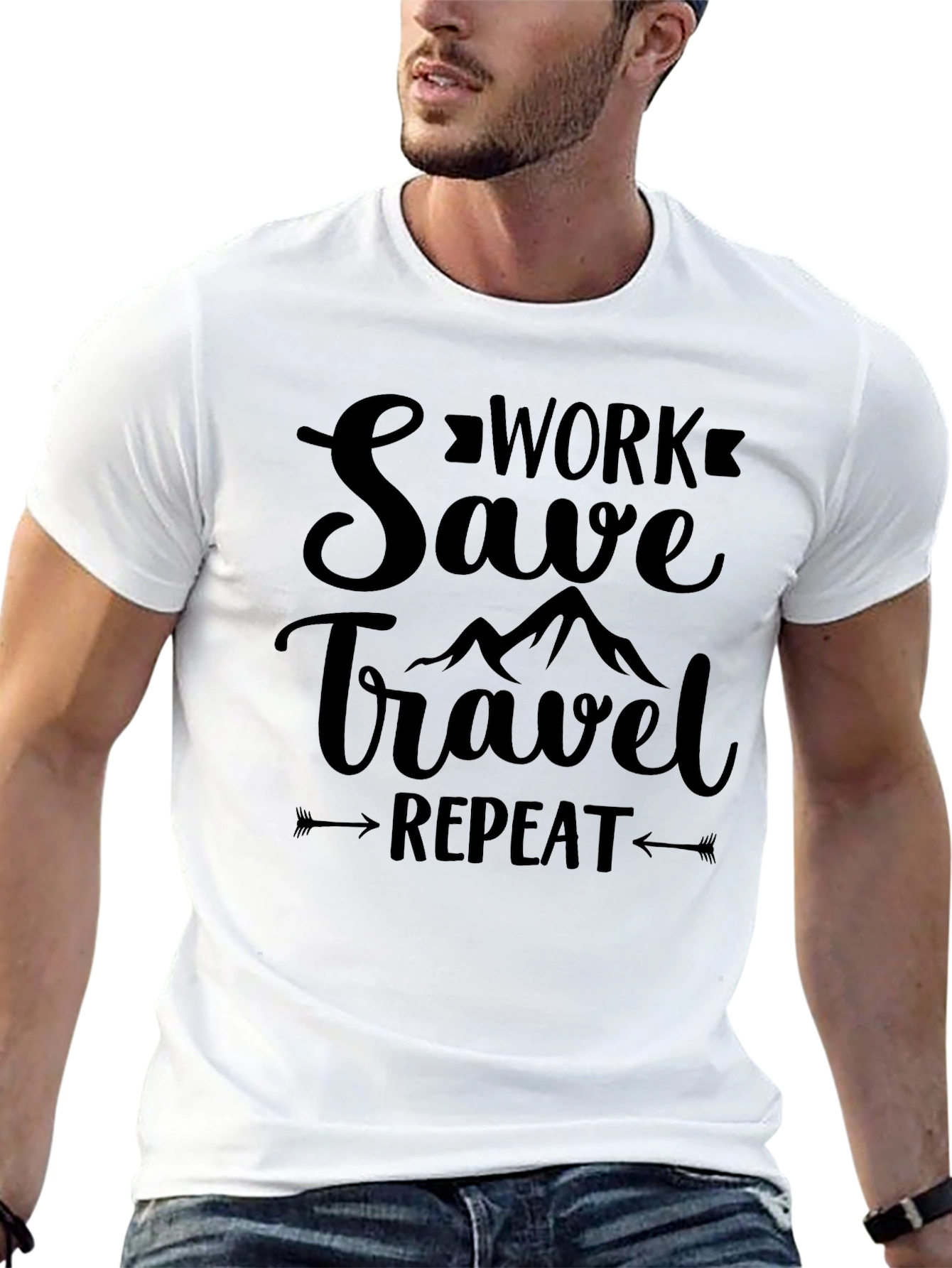 Work Save Travel Repeat Graphic T-Shirt